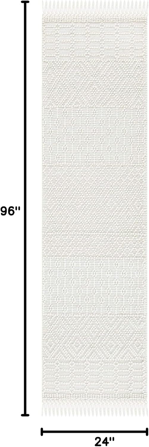 image:imageSAFAVIEH Area Rug 8x10 Natura Collection Large Ivory Handmade Wool Moroccan Boho Fringe Design Ideal for Living Room Bedroom Dining Space NAT852BIvory