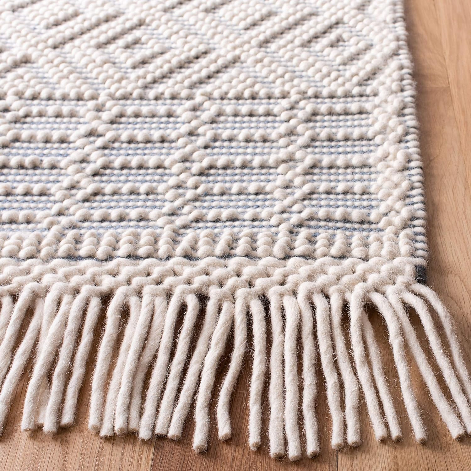 image:imageSAFAVIEH Area Rug 8x10 Natura Collection Large Ivory Handmade Wool Moroccan Boho Fringe Design Ideal for Living Room Bedroom Dining Space NAT852BIvoryGrey
