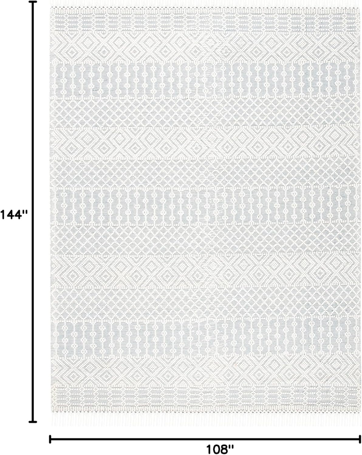image:imageSAFAVIEH Area Rug 8x10 Natura Collection Large Ivory Handmade Wool Moroccan Boho Fringe Design Ideal for Living Room Bedroom Dining Space NAT852BIvoryGrey