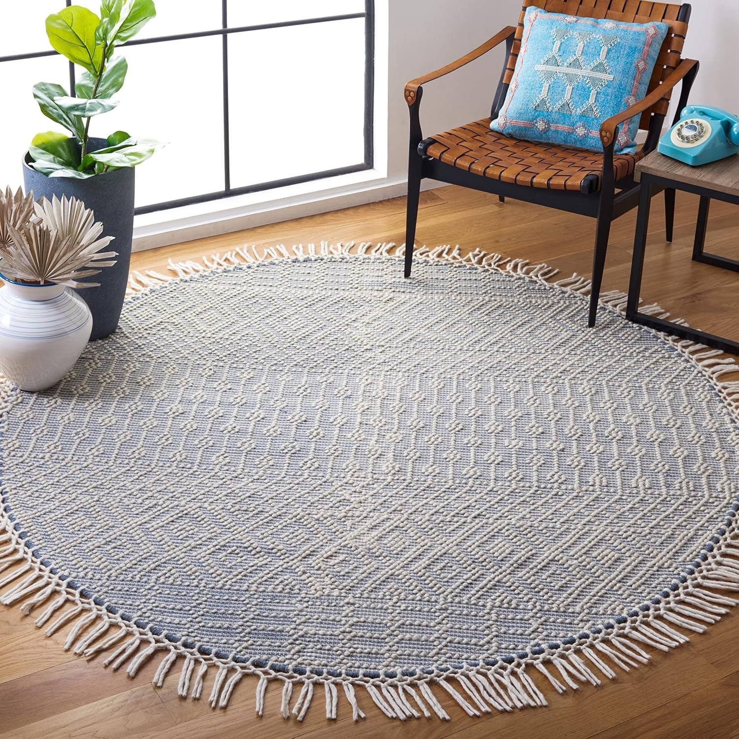 image:imageSAFAVIEH Area Rug 8x10 Natura Collection Large Ivory Handmade Wool Moroccan Boho Fringe Design Ideal for Living Room Bedroom Dining Space NAT852BIvoryGrey