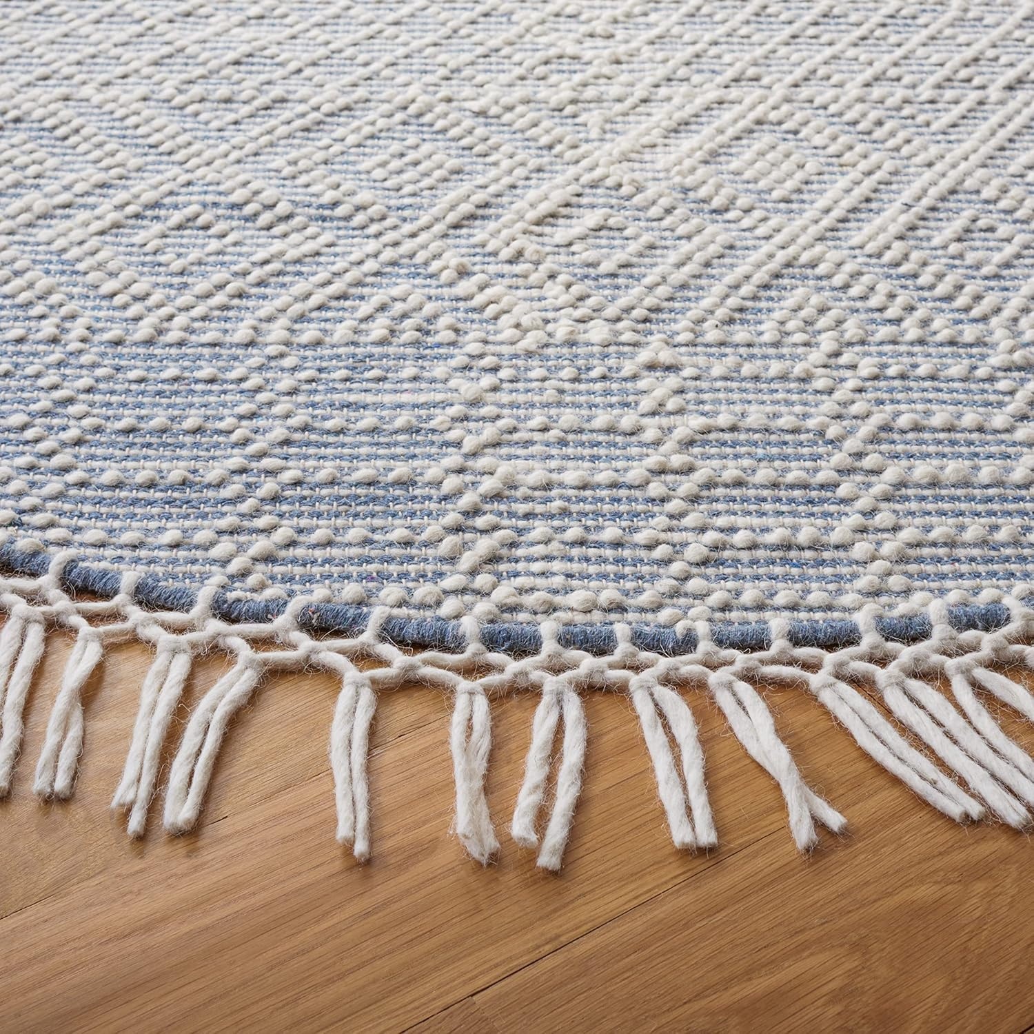 image:imageSAFAVIEH Area Rug 8x10 Natura Collection Large Ivory Handmade Wool Moroccan Boho Fringe Design Ideal for Living Room Bedroom Dining Space NAT852BIvoryGrey