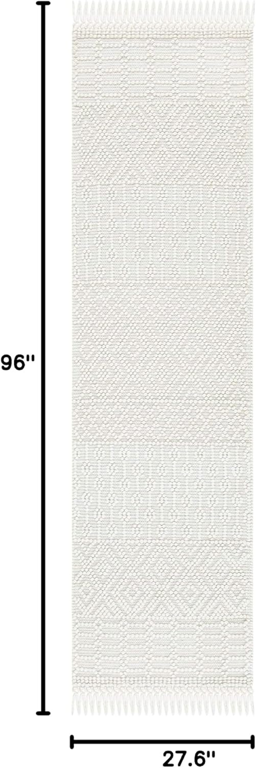 image:imageSAFAVIEH Area Rug 8x10 Natura Collection Large Ivory Handmade Wool Moroccan Boho Fringe Design Ideal for Living Room Bedroom Dining Space NAT852BIvory