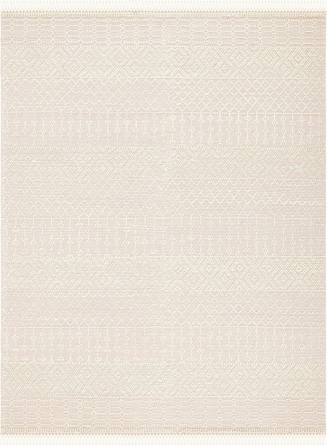 image:imageSAFAVIEH Area Rug 8x10 Natura Collection Large Ivory Handmade Wool Moroccan Boho Fringe Design Ideal for Living Room Bedroom Dining Space NAT852BIvoryPink