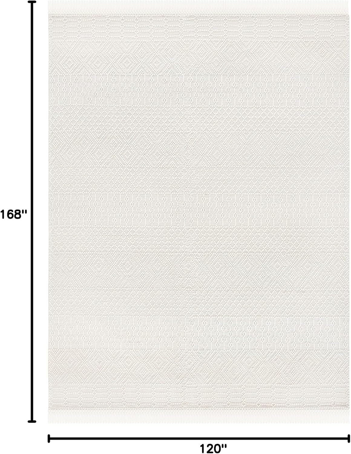 image:imageSAFAVIEH Area Rug 8x10 Natura Collection Large Ivory Handmade Wool Moroccan Boho Fringe Design Ideal for Living Room Bedroom Dining Space NAT852BIvory