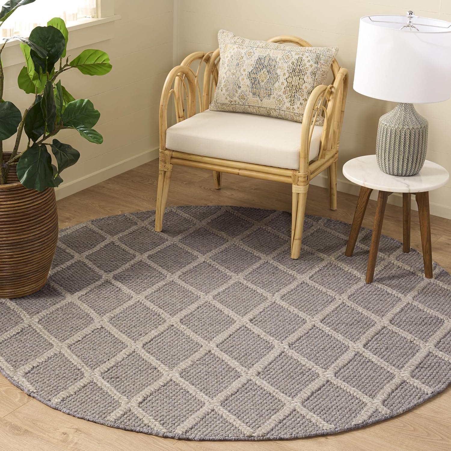 image:imageSAFAVIEH Area Rug 8x10 Natura Collection Large Ivory amp Ivory Handmade Wool amp Viscose Ideal for Living Room Bedroom Dining Space NAT310AGrey