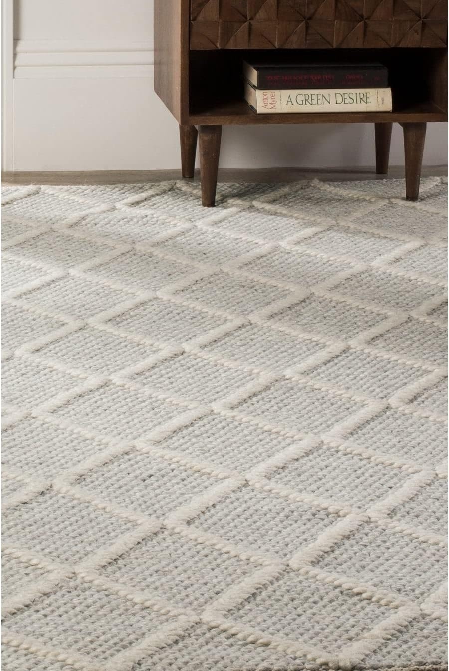 image:imageSAFAVIEH Area Rug 8x10 Natura Collection Large Ivory amp Ivory Handmade Wool amp Viscose Ideal for Living Room Bedroom Dining Space NAT310AGrey