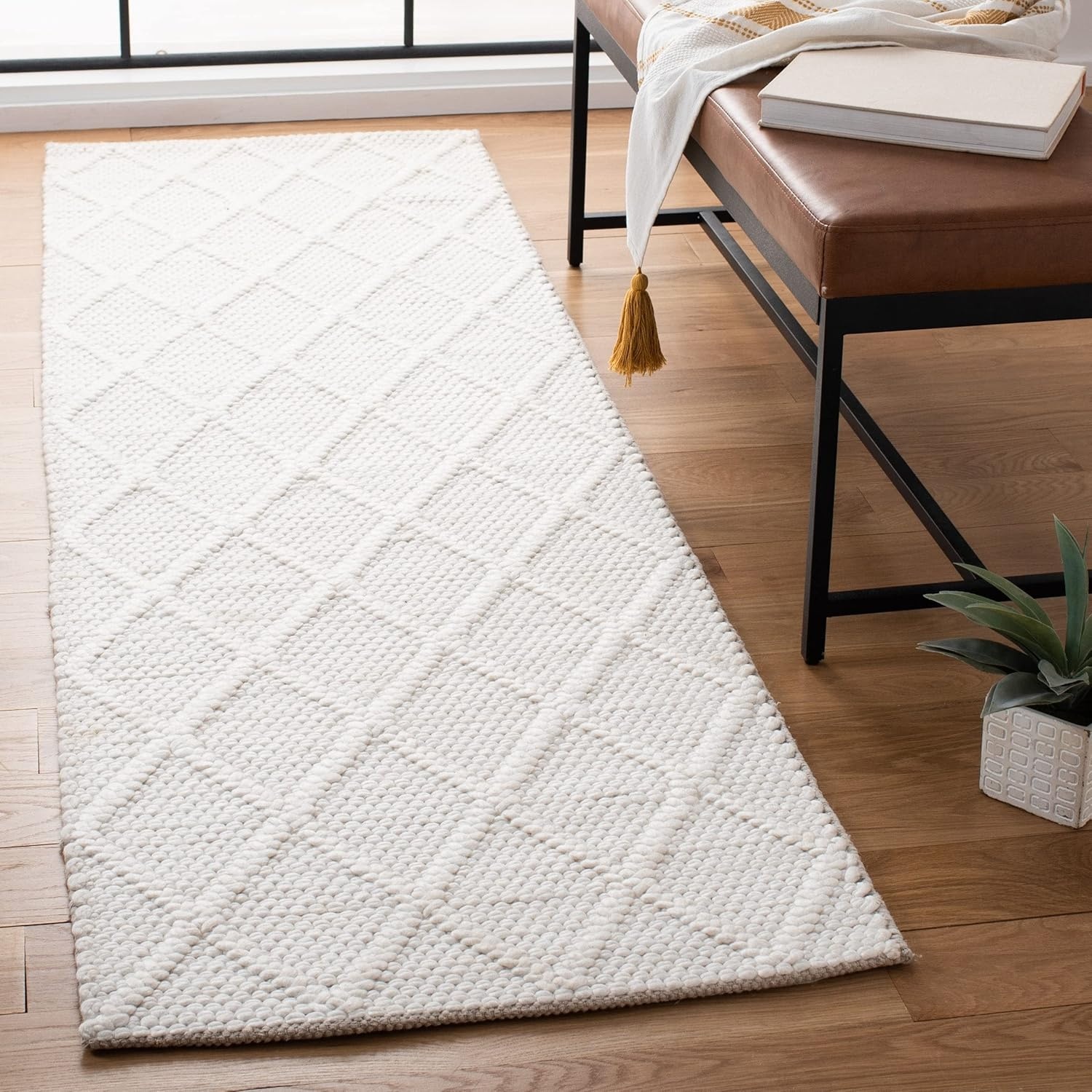 image:imageSAFAVIEH Area Rug 8x10 Natura Collection Large Ivory amp Ivory Handmade Wool amp Viscose Ideal for Living Room Bedroom Dining Space NAT310AGrey
