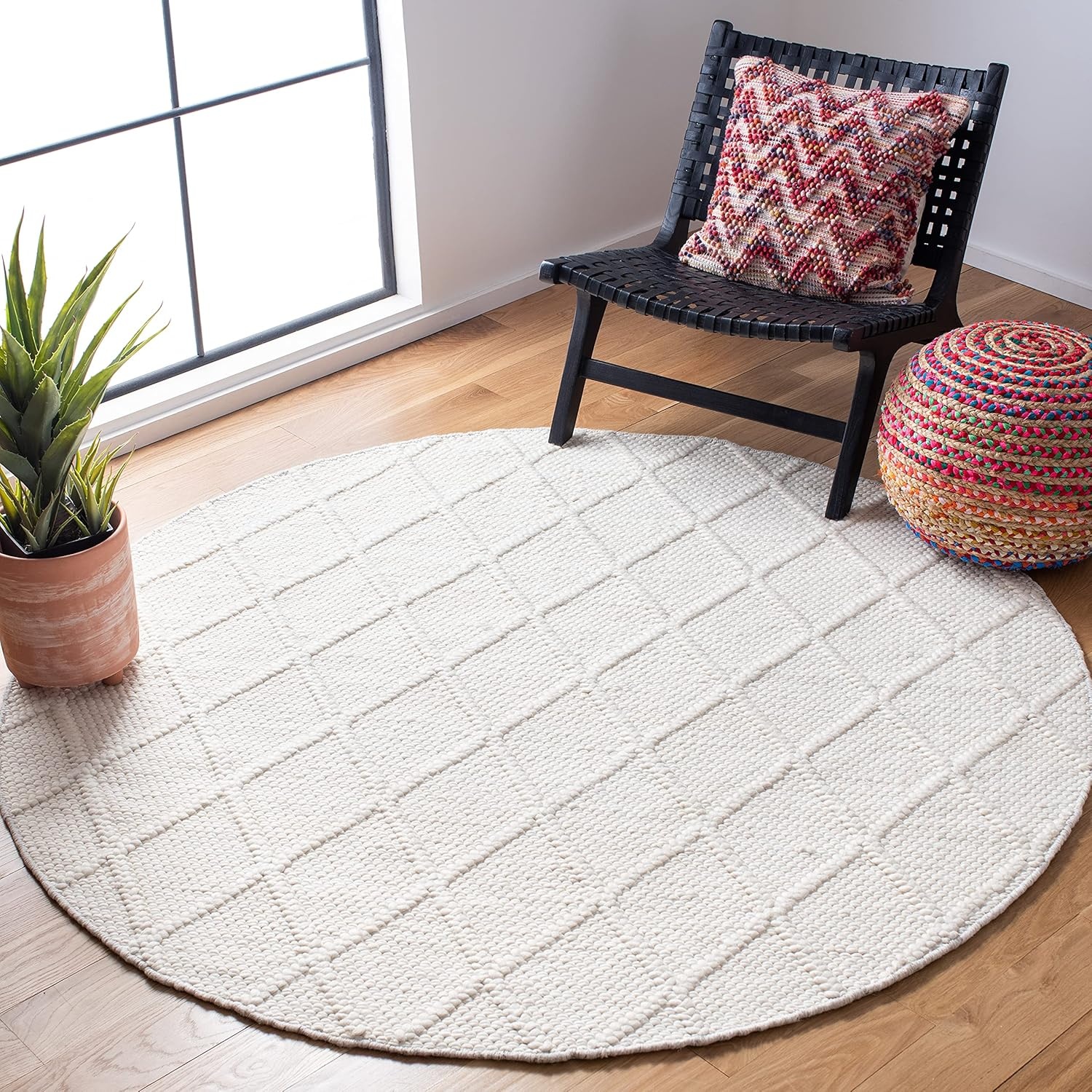 image:imageSAFAVIEH Area Rug 8x10 Natura Collection Large Ivory amp Ivory Handmade Wool amp Viscose Ideal for Living Room Bedroom Dining Space NAT310AIvory