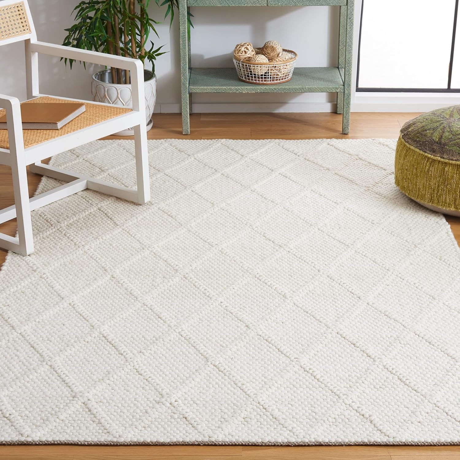 image:imageSAFAVIEH Area Rug 8x10 Natura Collection Large Ivory amp Ivory Handmade Wool amp Viscose Ideal for Living Room Bedroom Dining Space NAT310AIvory