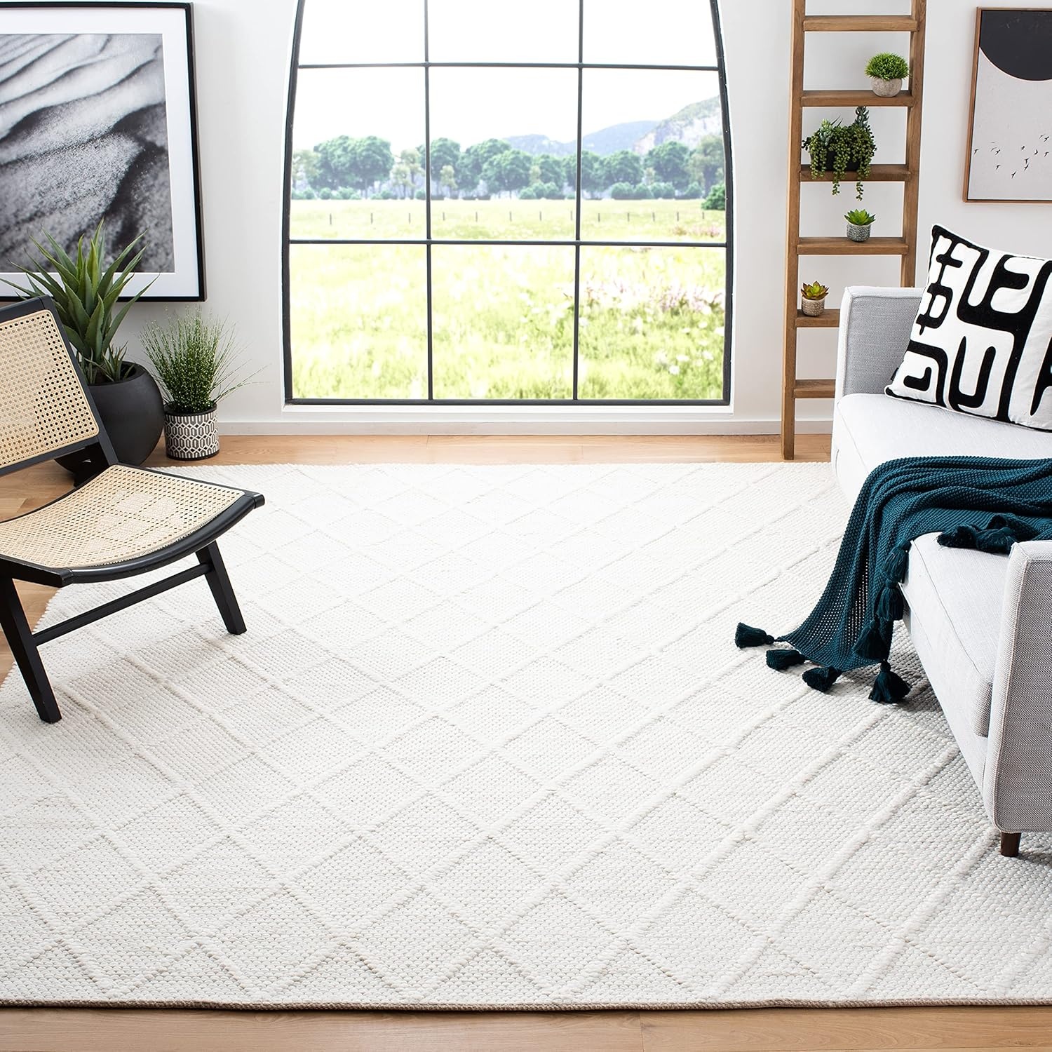 image:imageSAFAVIEH Area Rug 8x10 Natura Collection Large Ivory amp Ivory Handmade Wool amp Viscose Ideal for Living Room Bedroom Dining Space NAT310AIvory