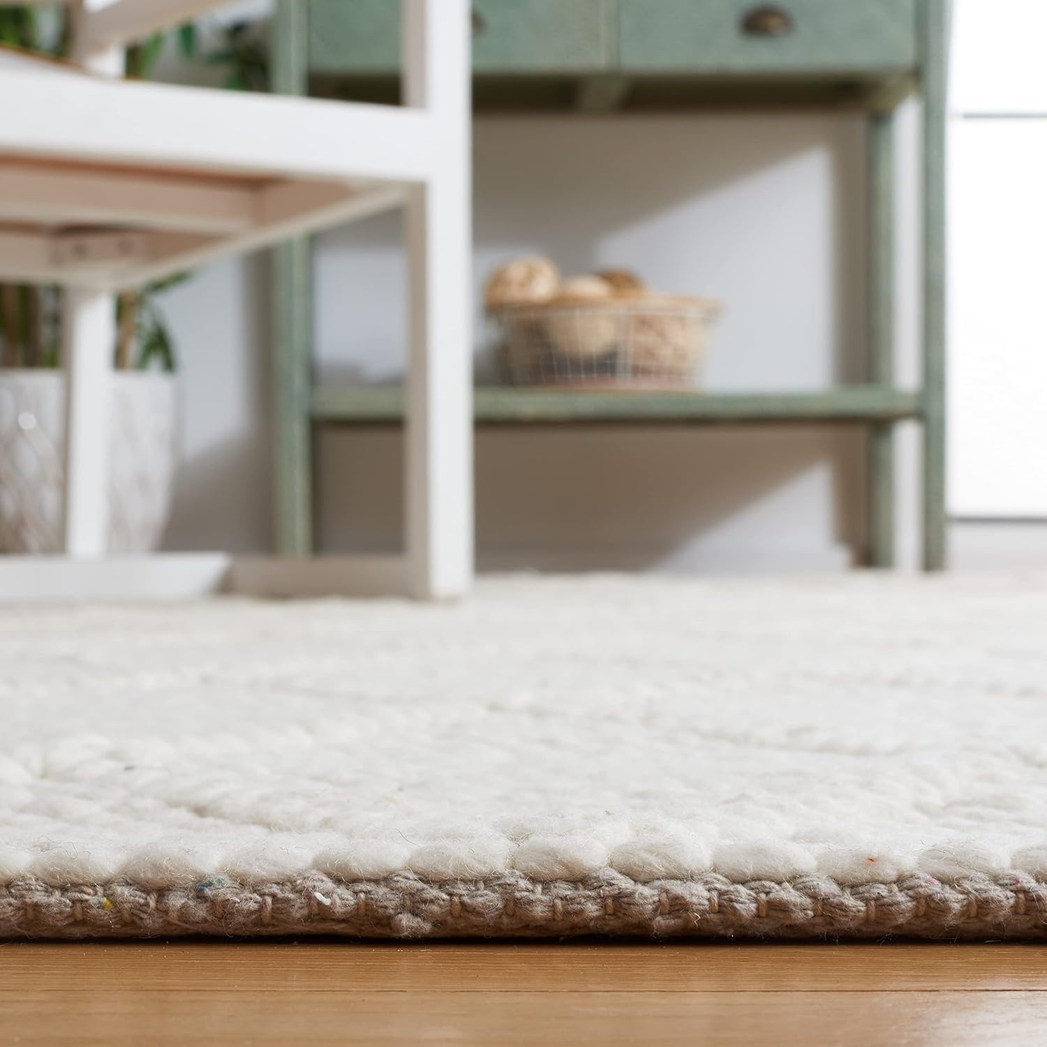 image:imageSAFAVIEH Area Rug 8x10 Natura Collection Large Ivory amp Ivory Handmade Wool amp Viscose Ideal for Living Room Bedroom Dining Space NAT310AIvory