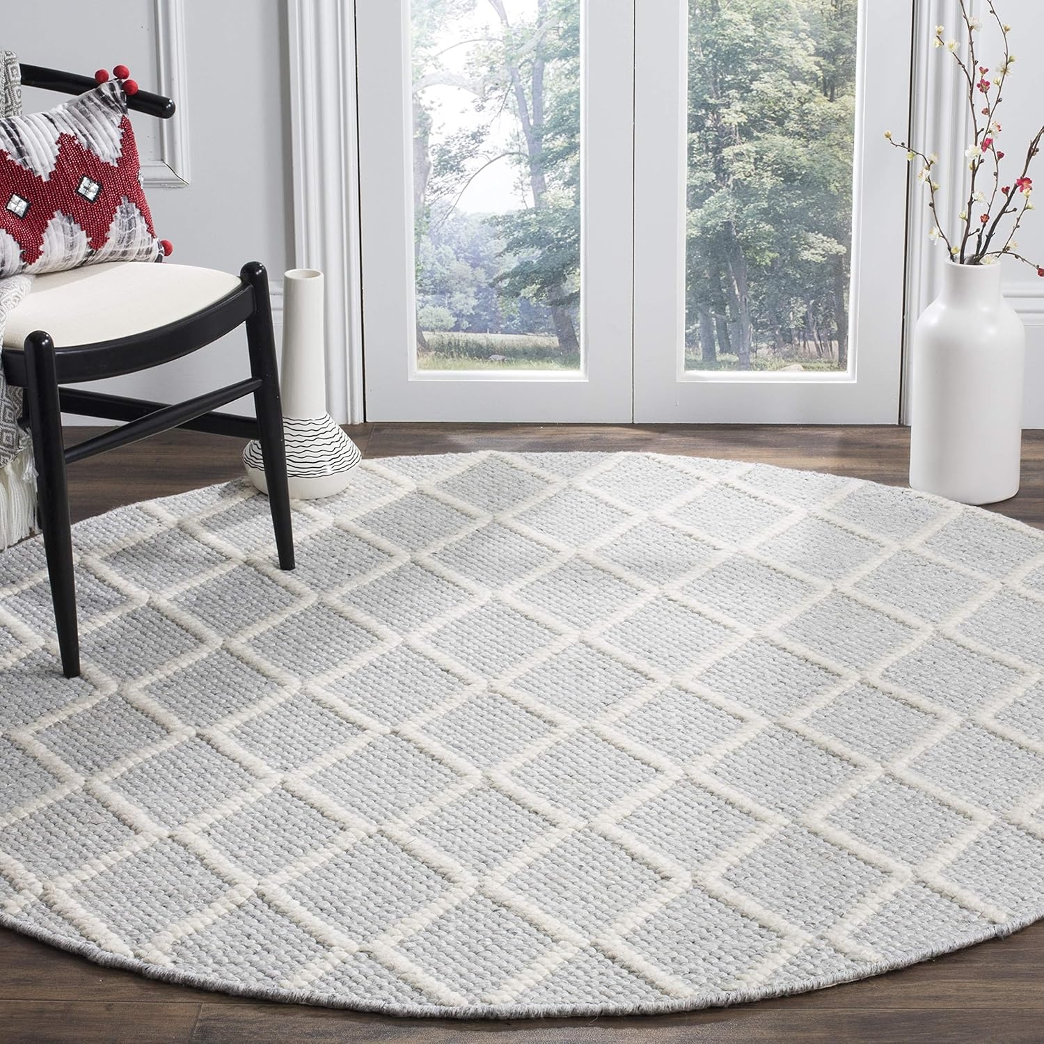 image:imageSAFAVIEH Area Rug 8x10 Natura Collection Large Ivory amp Ivory Handmade Wool amp Viscose Ideal for Living Room Bedroom Dining Space NAT310ASilverIvory