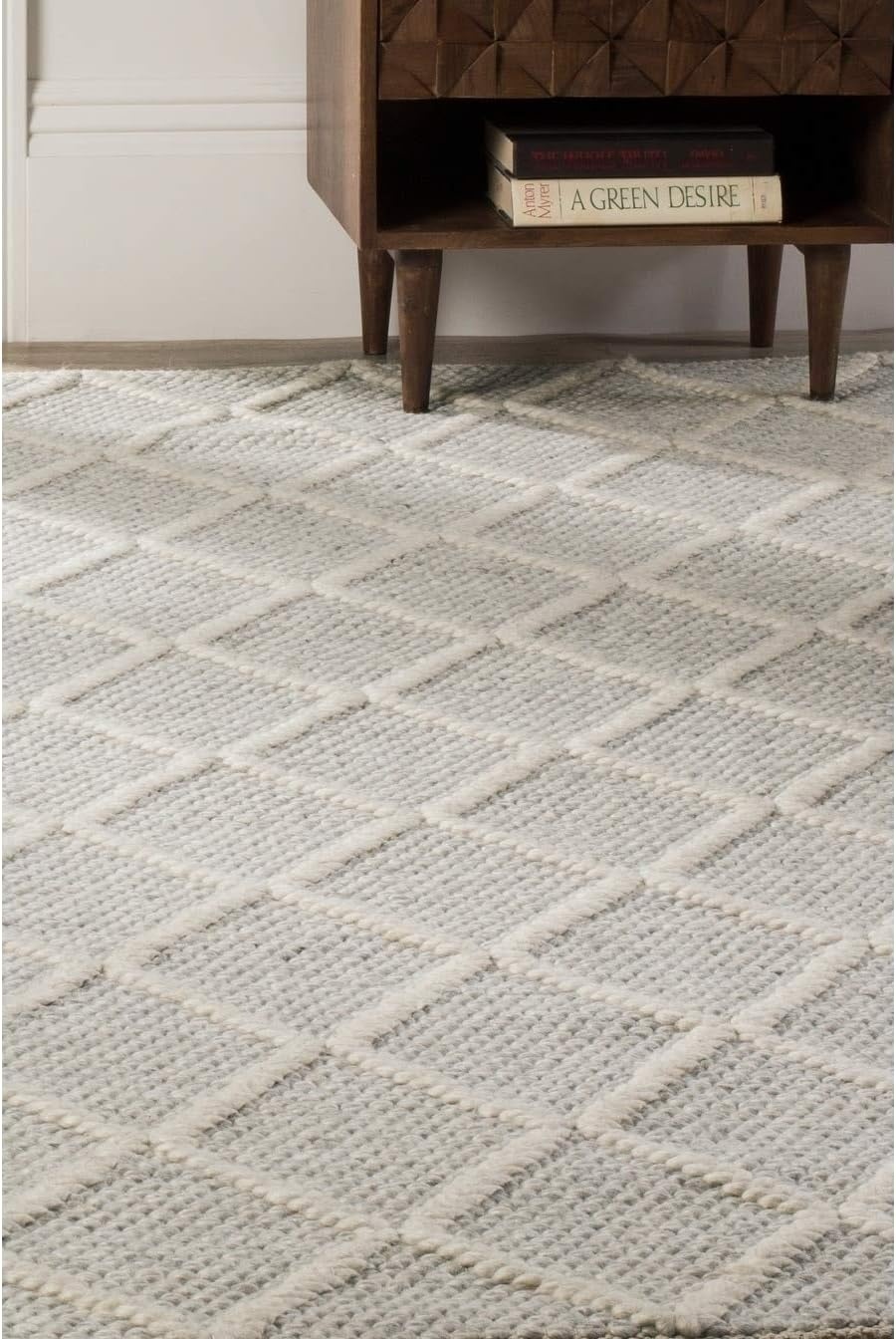 image:imageSAFAVIEH Area Rug 8x10 Natura Collection Large Ivory amp Ivory Handmade Wool amp Viscose Ideal for Living Room Bedroom Dining Space NAT310ASilverIvory