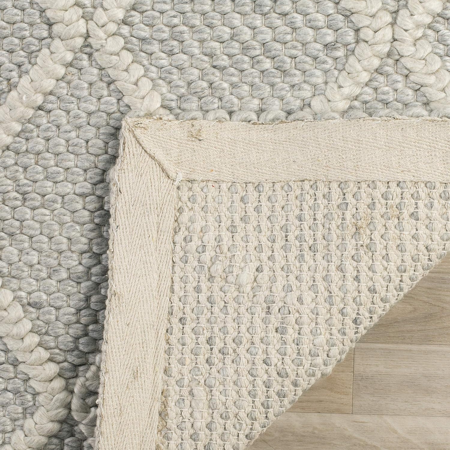 image:imageSAFAVIEH Area Rug 8x10 Natura Collection Large Ivory amp Ivory Handmade Wool amp Viscose Ideal for Living Room Bedroom Dining Space NAT310ASilverIvory