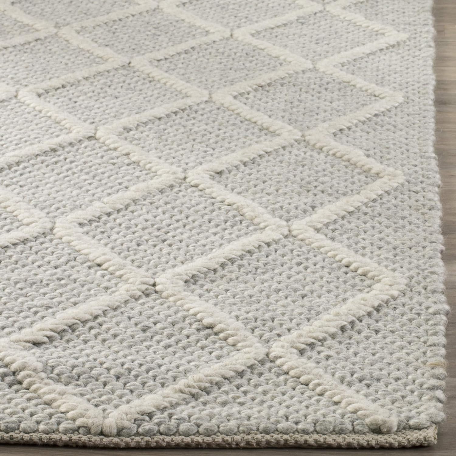 image:imageSAFAVIEH Area Rug 8x10 Natura Collection Large Ivory amp Ivory Handmade Wool amp Viscose Ideal for Living Room Bedroom Dining Space NAT310ASilverIvory