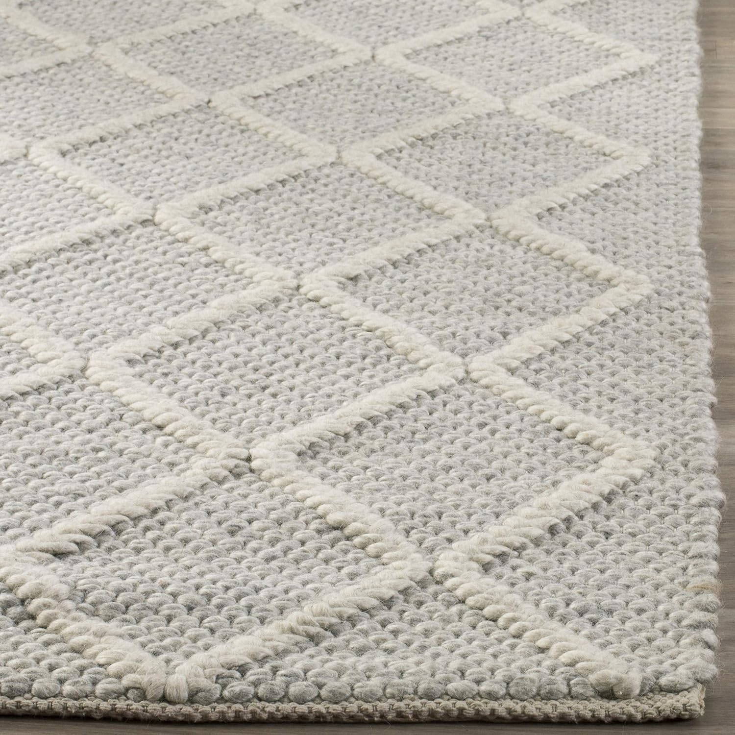 image:imageSAFAVIEH Area Rug 8x10 Natura Collection Large Ivory amp Ivory Handmade Wool amp Viscose Ideal for Living Room Bedroom Dining Space NAT310ASilverIvory