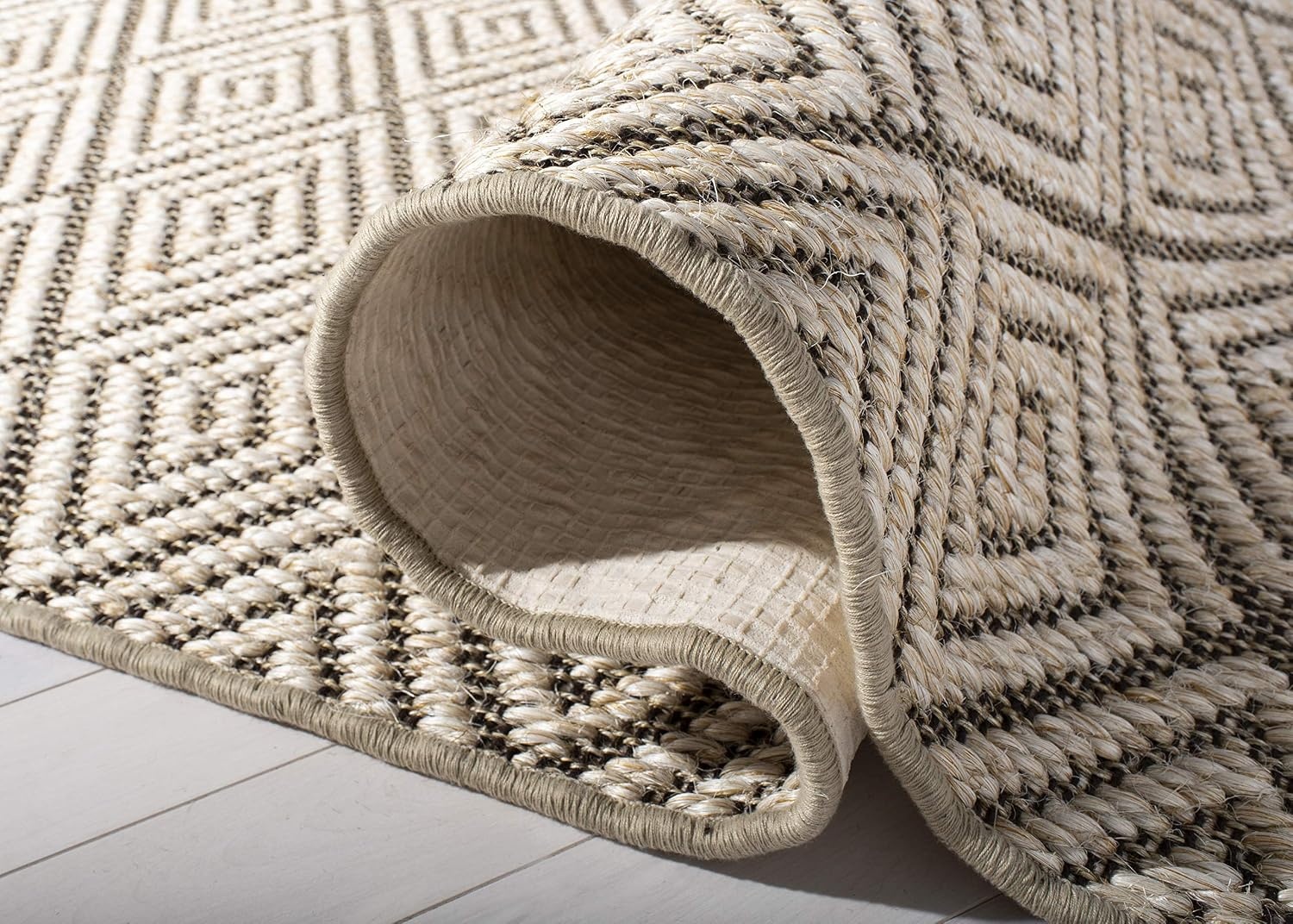 image:imageSAFAVIEH Area Rug 8x10 Palm Beach Collection Large Beige amp Beige Sisal Jacquard Weave Ideal for Living Room Bedroom Office Dining Space PAB360ABeigeBrown