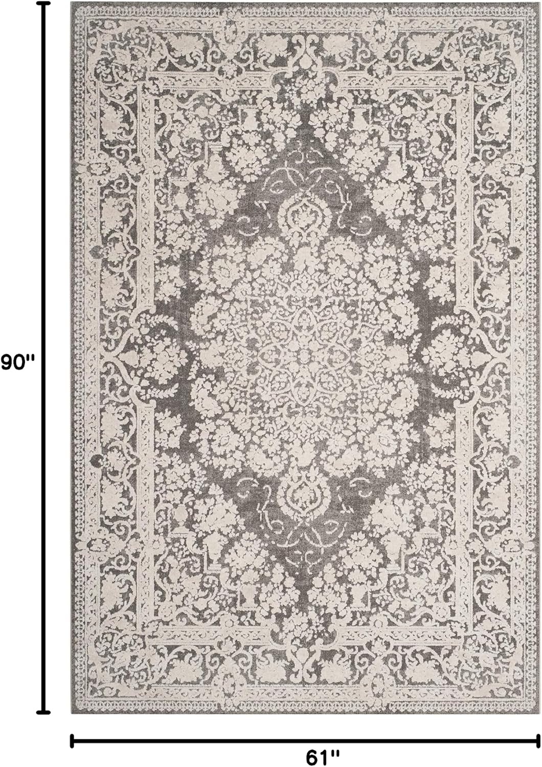image:imageSAFAVIEH Area Rug 8x10 Reflection Collection Large Cream amp Ivory NonShedding amp Easy Cleaning Ideal for Living Room Bedroom Dining Space RFT664DDark GreyCream