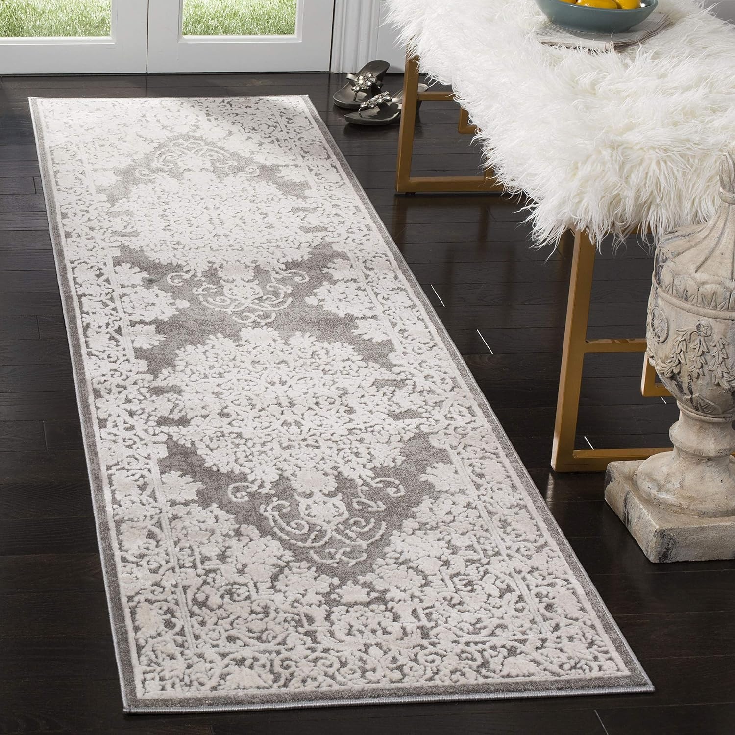 image:imageSAFAVIEH Area Rug 8x10 Reflection Collection Large Cream amp Ivory NonShedding amp Easy Cleaning Ideal for Living Room Bedroom Dining Space RFT664DDark GreyCream