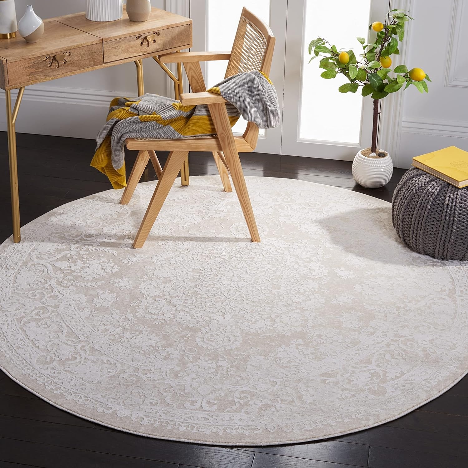 image:imageSAFAVIEH Area Rug 8x10 Reflection Collection Large Cream amp Ivory NonShedding amp Easy Cleaning Ideal for Living Room Bedroom Dining Space RFT664DCremeIvory