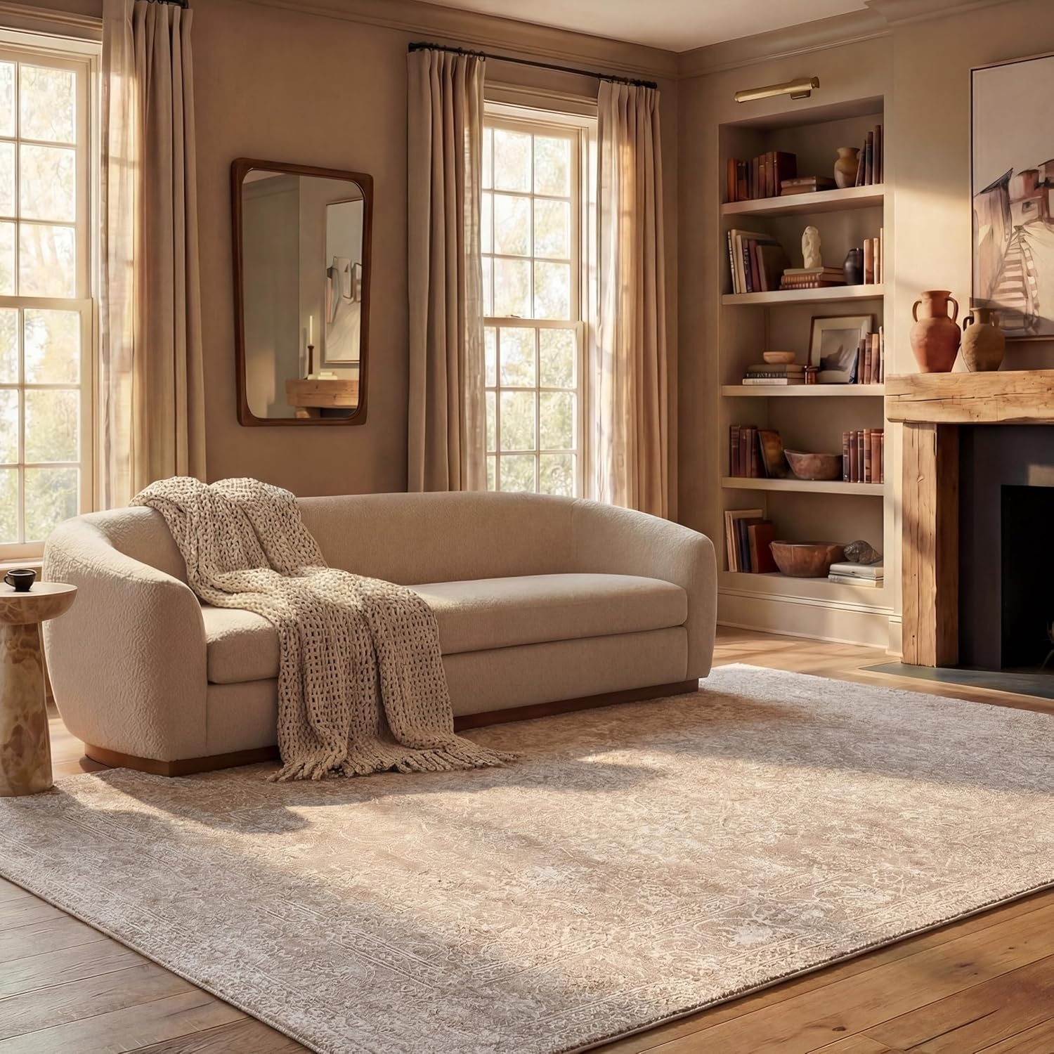 image:imageSAFAVIEH Area Rug 8x10 Reflection Collection Large Cream amp Ivory NonShedding amp Easy Cleaning Ideal for Living Room Bedroom Dining Space RFT664DCremeIvory