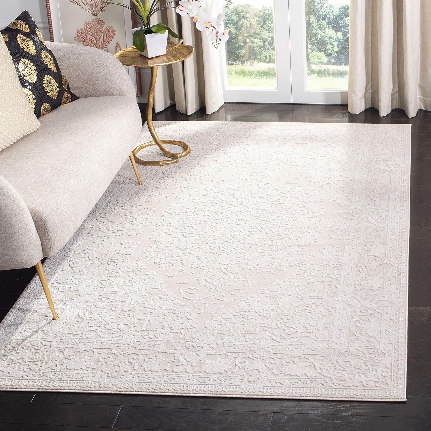 image:imageSAFAVIEH Area Rug 8x10 Reflection Collection Large Cream amp Ivory NonShedding amp Easy Cleaning Ideal for Living Room Bedroom Dining Space RFT664DCremeIvory