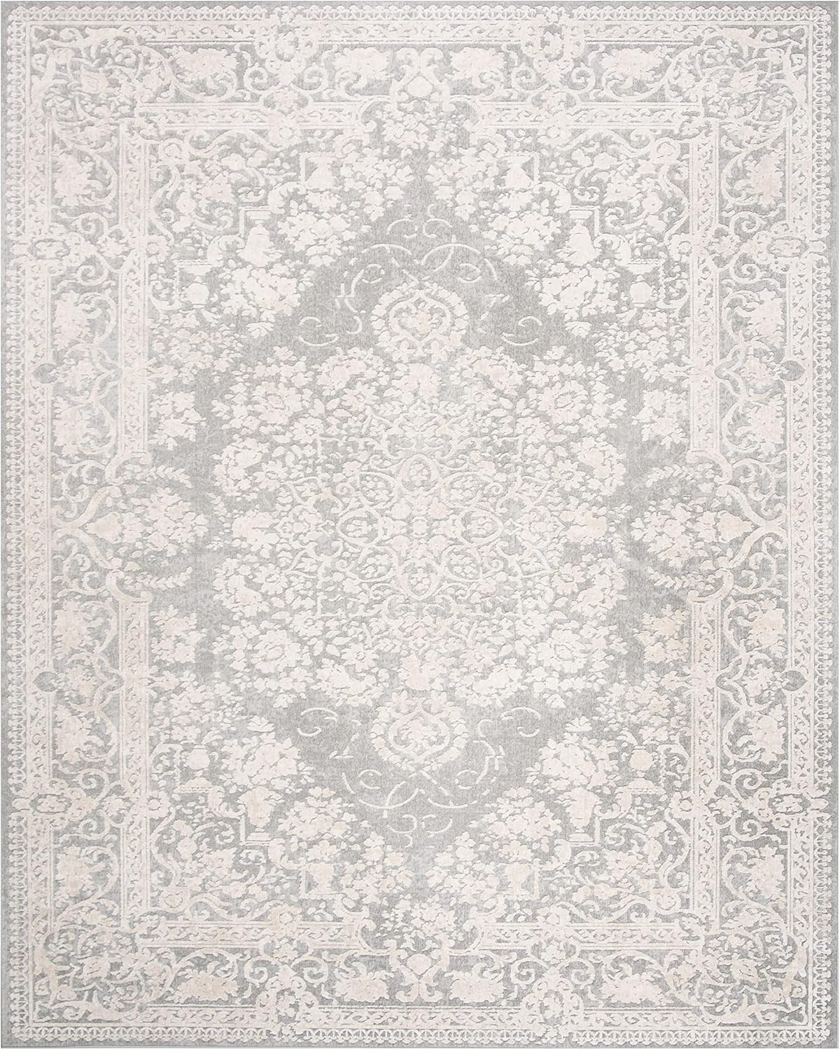 image:imageSAFAVIEH Area Rug 8x10 Reflection Collection Large Cream amp Ivory NonShedding amp Easy Cleaning Ideal for Living Room Bedroom Dining Space RFT664DLight GreyCream