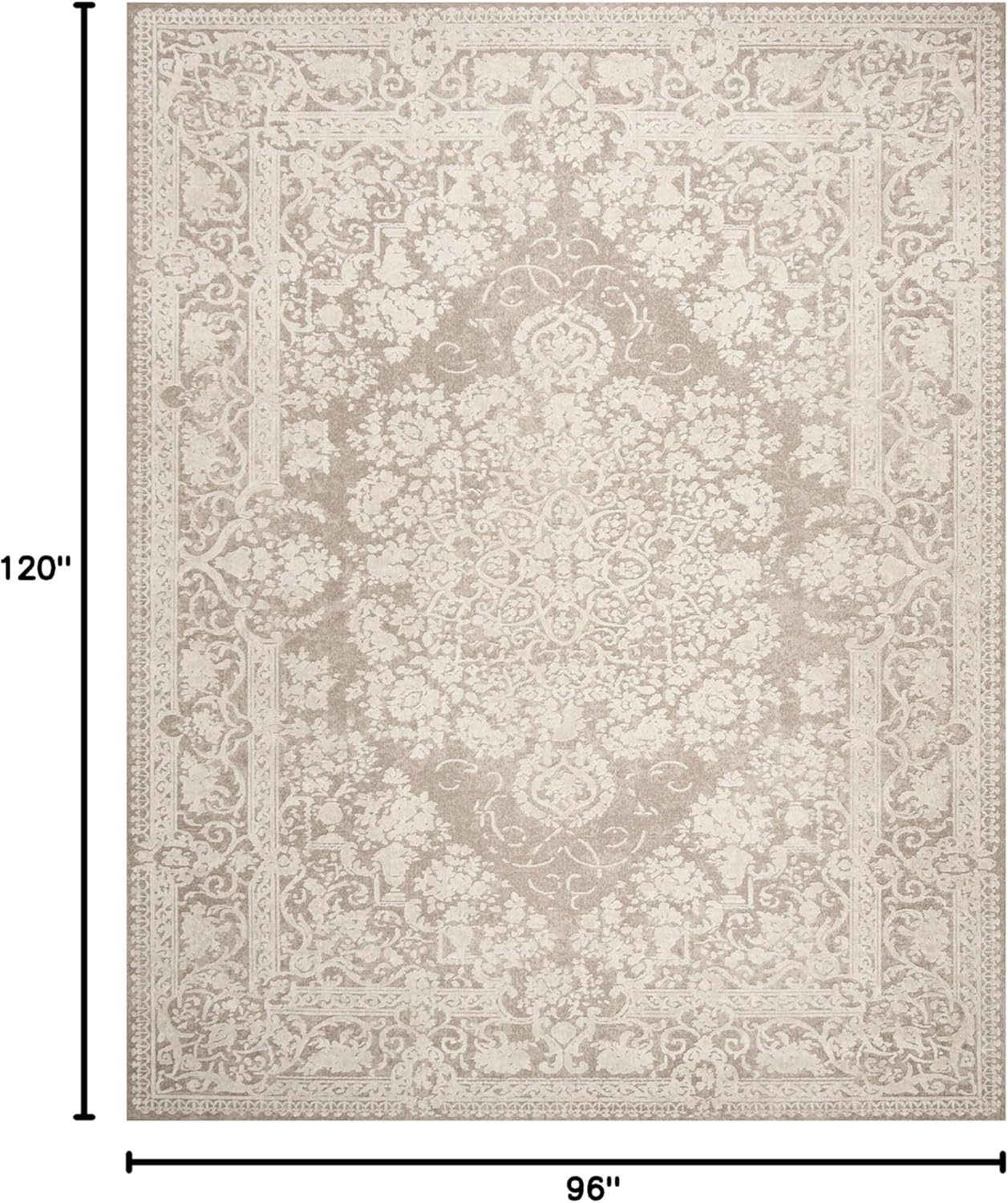 image:imageSAFAVIEH Area Rug 8x10 Reflection Collection Large Cream amp Ivory NonShedding amp Easy Cleaning Ideal for Living Room Bedroom Dining Space RFT664DBeigeCream