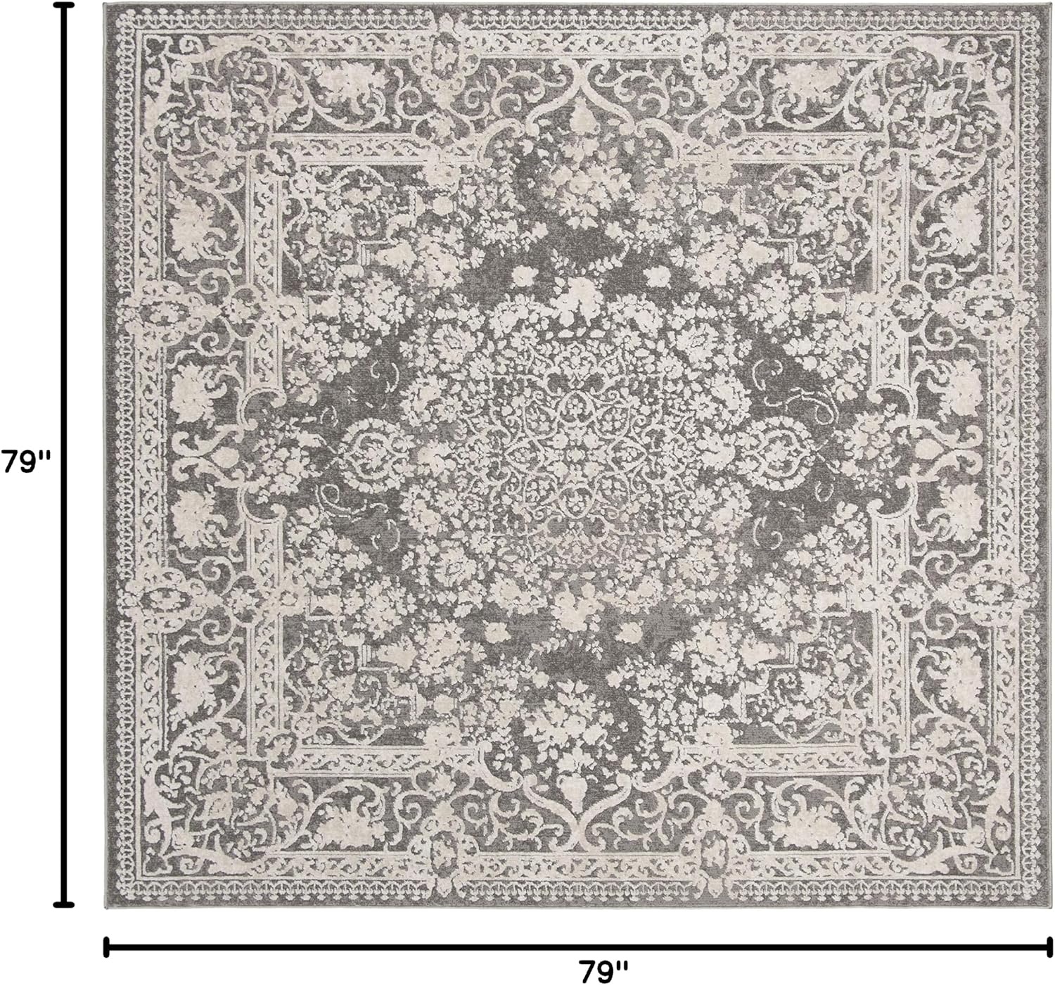 image:imageSAFAVIEH Area Rug 8x10 Reflection Collection Large Cream amp Ivory NonShedding amp Easy Cleaning Ideal for Living Room Bedroom Dining Space RFT664DDark GreyCream