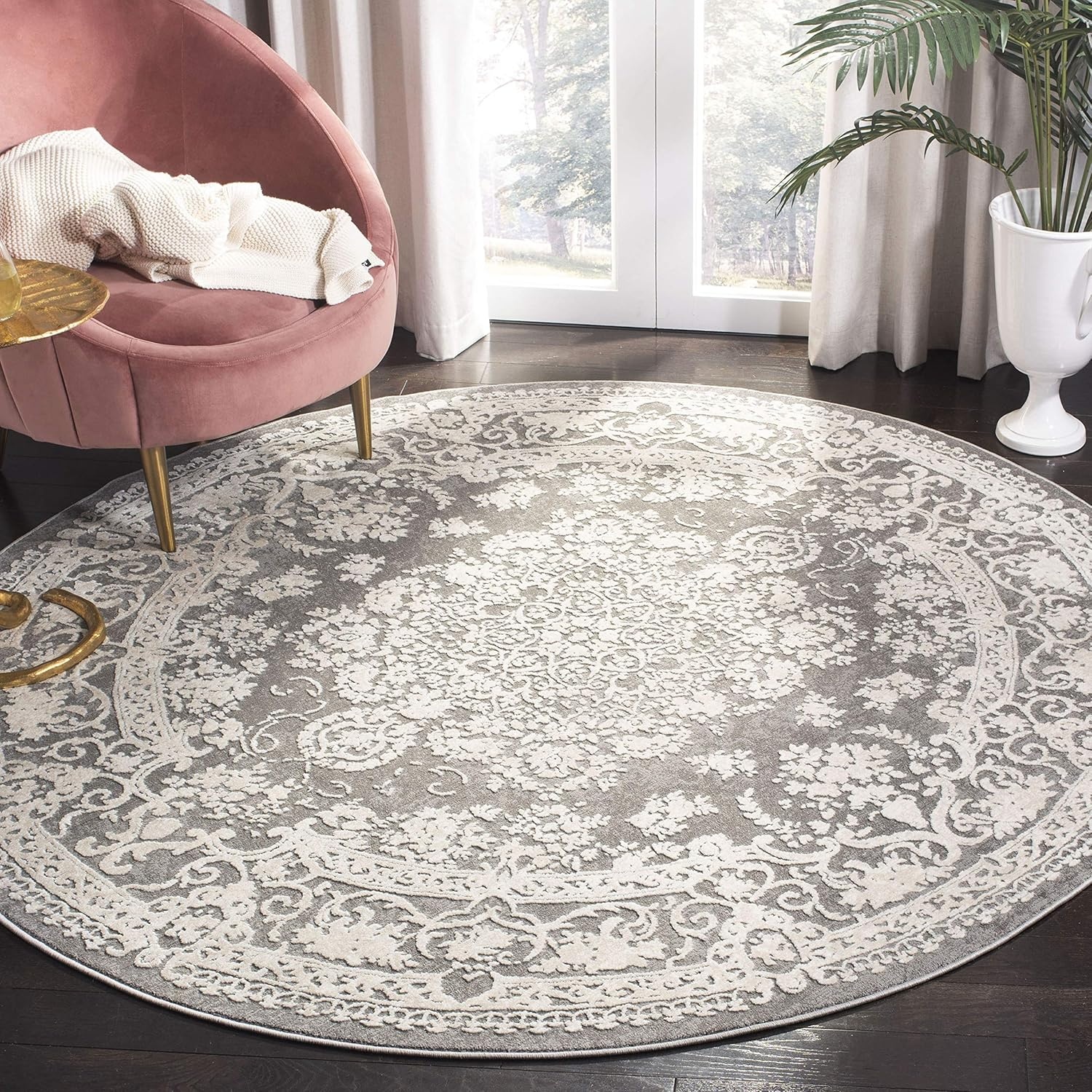image:imageSAFAVIEH Area Rug 8x10 Reflection Collection Large Cream amp Ivory NonShedding amp Easy Cleaning Ideal for Living Room Bedroom Dining Space RFT664DDark GreyCream