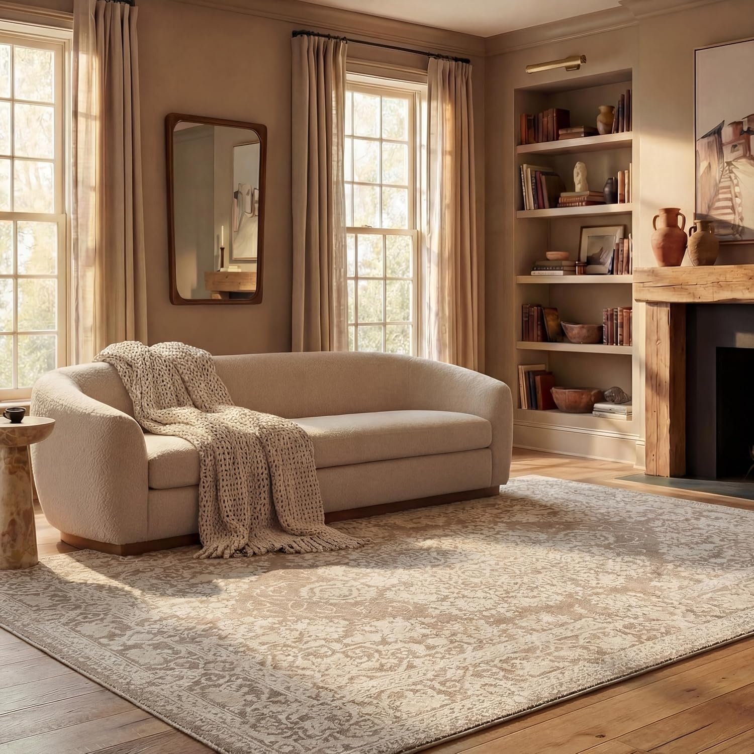 image:imageSAFAVIEH Area Rug 8x10 Reflection Collection Large Cream amp Ivory NonShedding amp Easy Cleaning Ideal for Living Room Bedroom Dining Space RFT664DBeigeCream