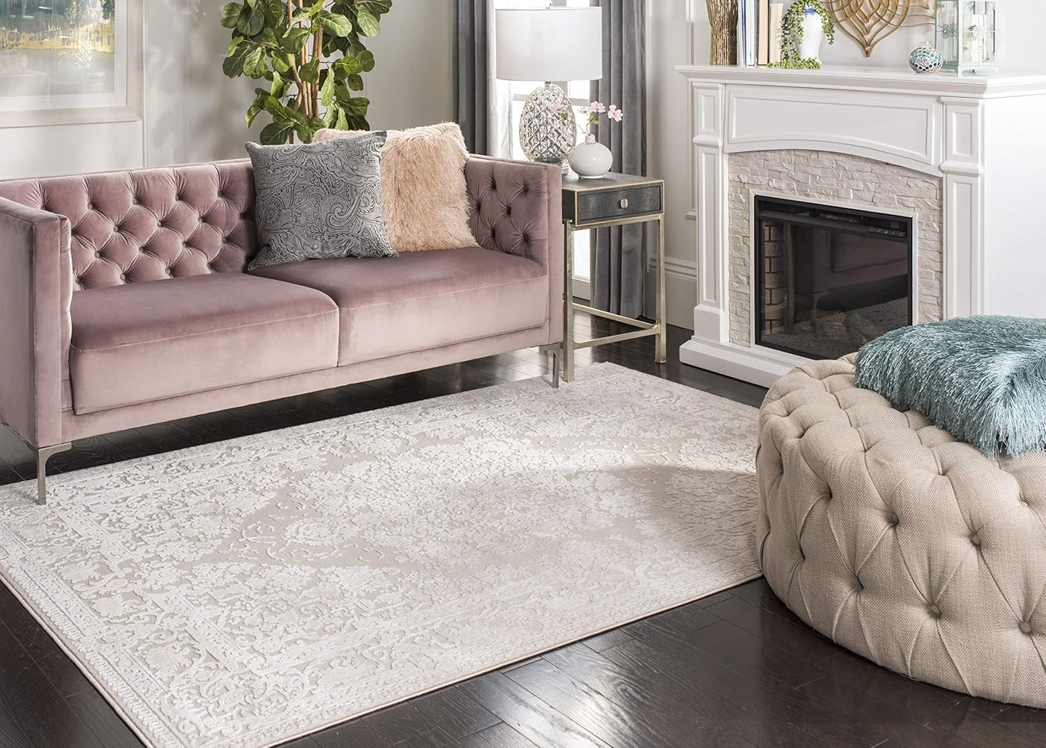 image:imageSAFAVIEH Area Rug 8x10 Reflection Collection Large Cream amp Ivory NonShedding amp Easy Cleaning Ideal for Living Room Bedroom Dining Space RFT664DCremeIvory
