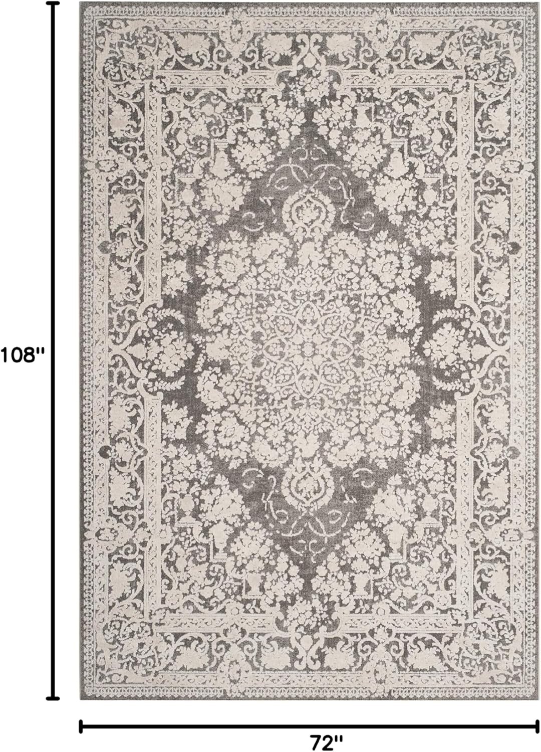 image:imageSAFAVIEH Area Rug 8x10 Reflection Collection Large Cream amp Ivory NonShedding amp Easy Cleaning Ideal for Living Room Bedroom Dining Space RFT664DDark GreyCream