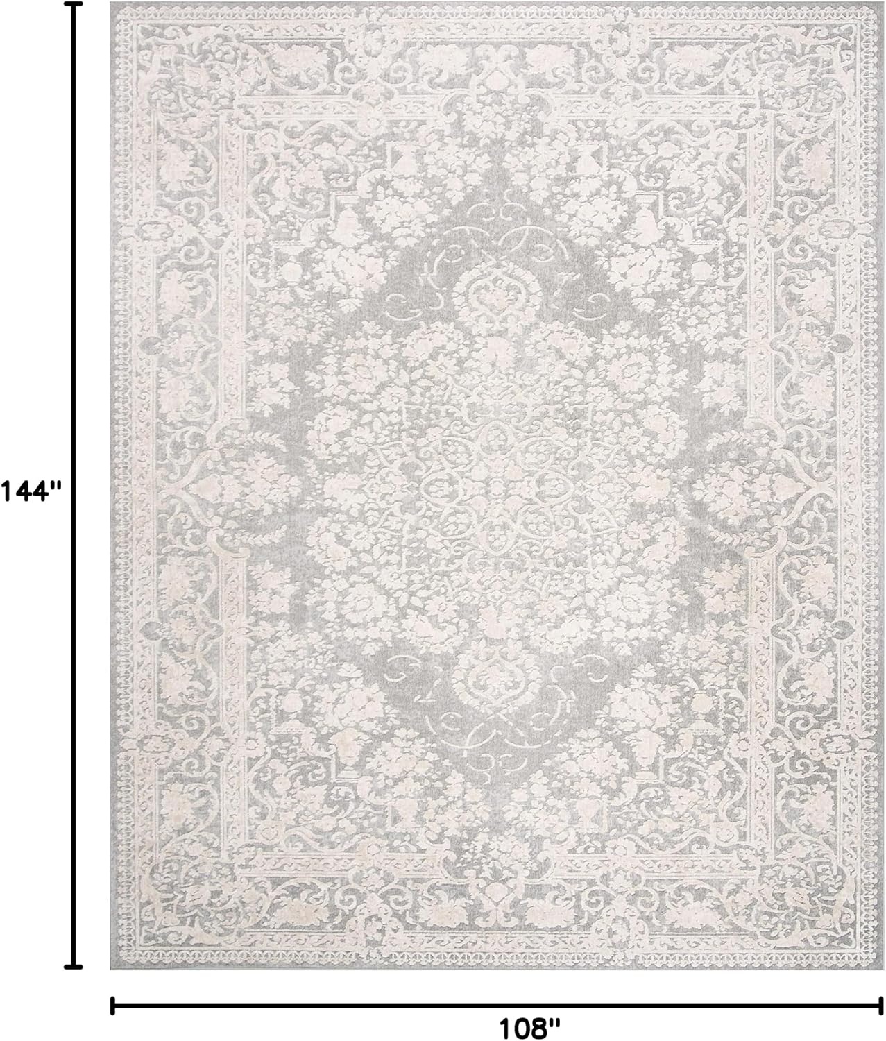 image:imageSAFAVIEH Area Rug 8x10 Reflection Collection Large Cream amp Ivory NonShedding amp Easy Cleaning Ideal for Living Room Bedroom Dining Space RFT664DLight GreyCream