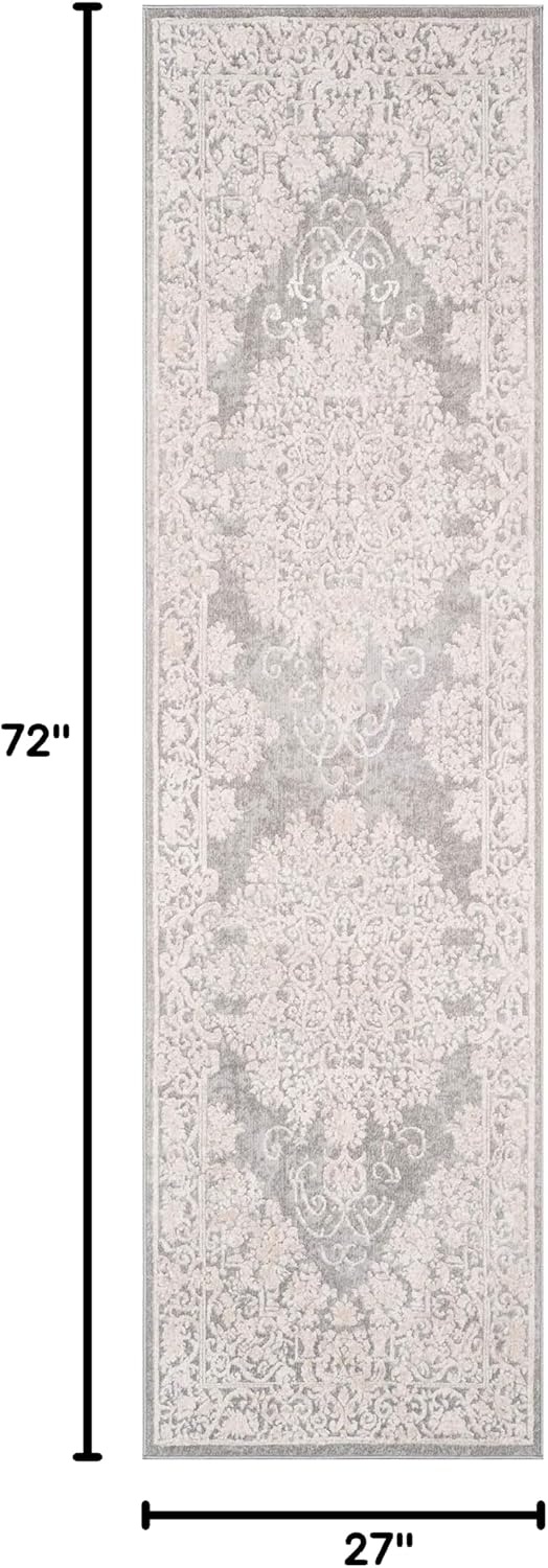 image:imageSAFAVIEH Area Rug 8x10 Reflection Collection Large Cream amp Ivory NonShedding amp Easy Cleaning Ideal for Living Room Bedroom Dining Space RFT664DLight GreyCream