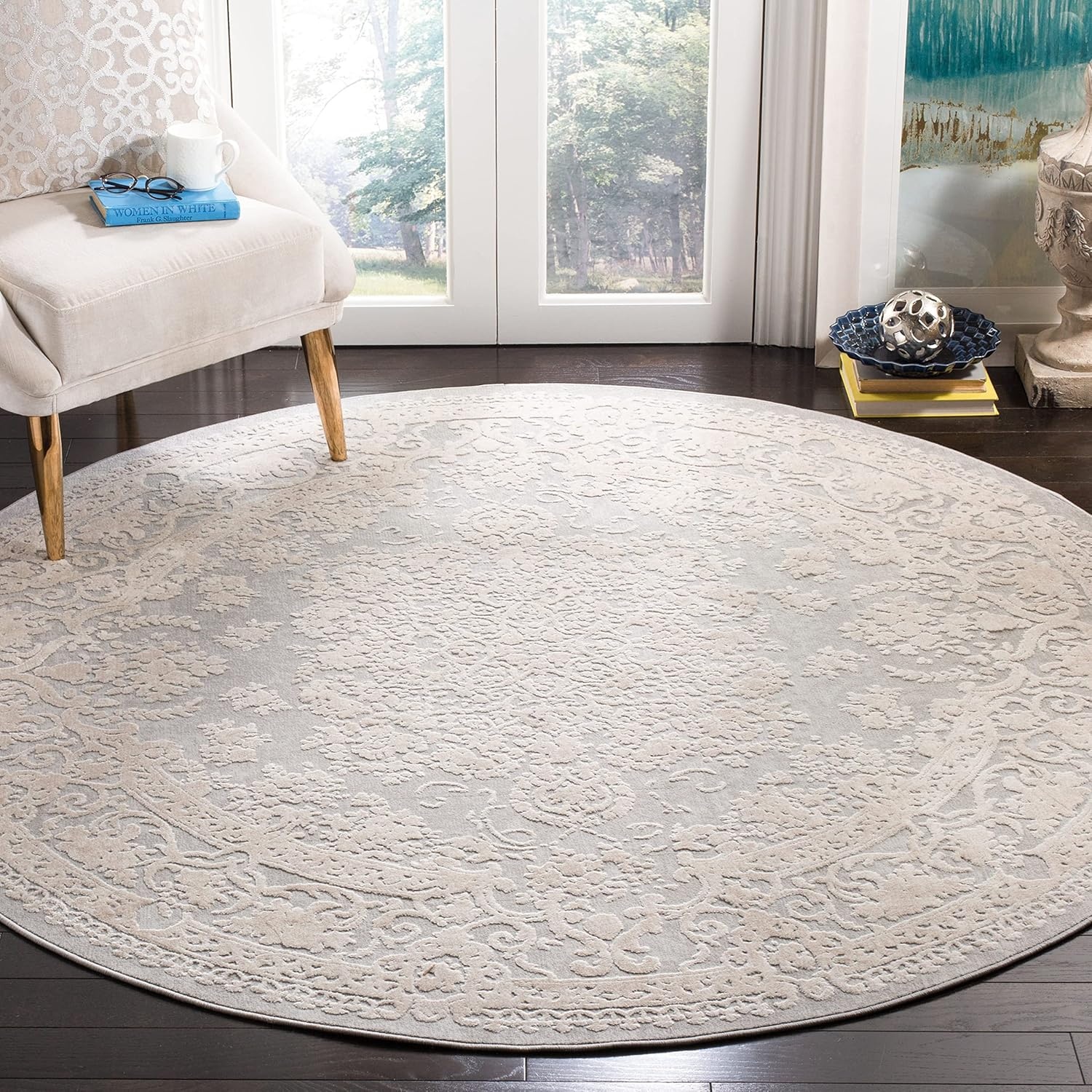 image:imageSAFAVIEH Area Rug 8x10 Reflection Collection Large Cream amp Ivory NonShedding amp Easy Cleaning Ideal for Living Room Bedroom Dining Space RFT664DLight GreyCream
