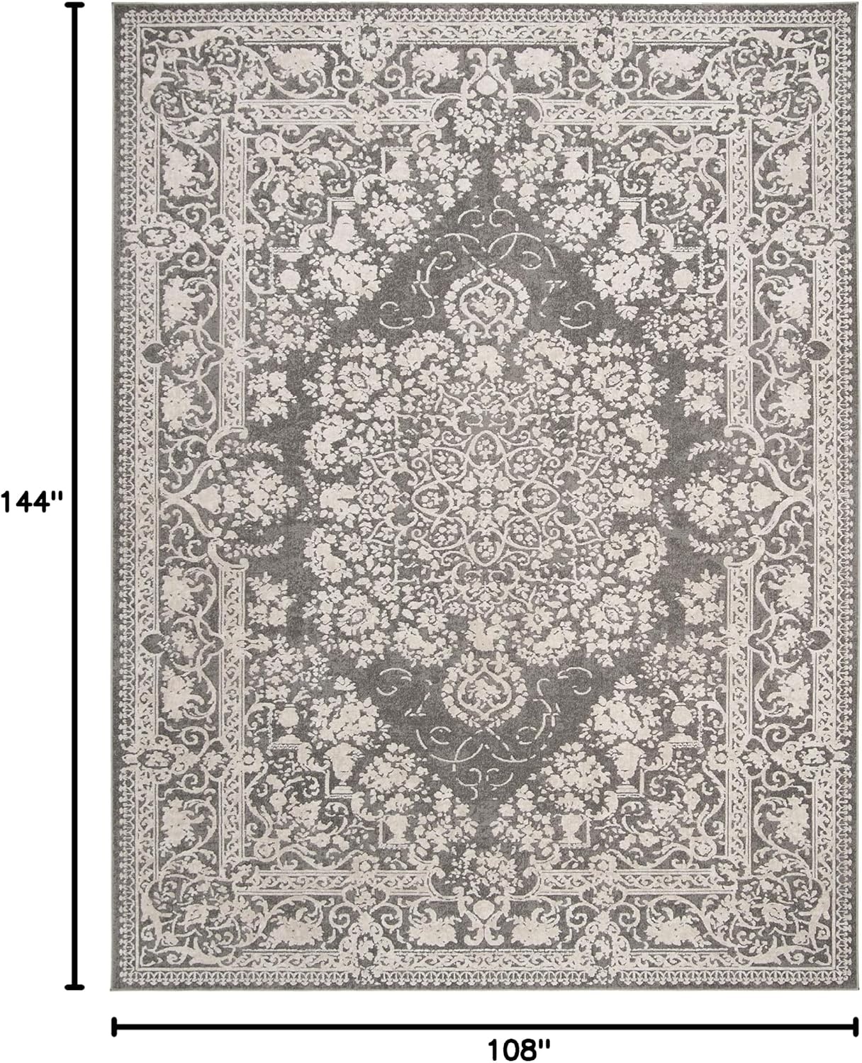 image:imageSAFAVIEH Area Rug 8x10 Reflection Collection Large Cream amp Ivory NonShedding amp Easy Cleaning Ideal for Living Room Bedroom Dining Space RFT664DDark GreyCream