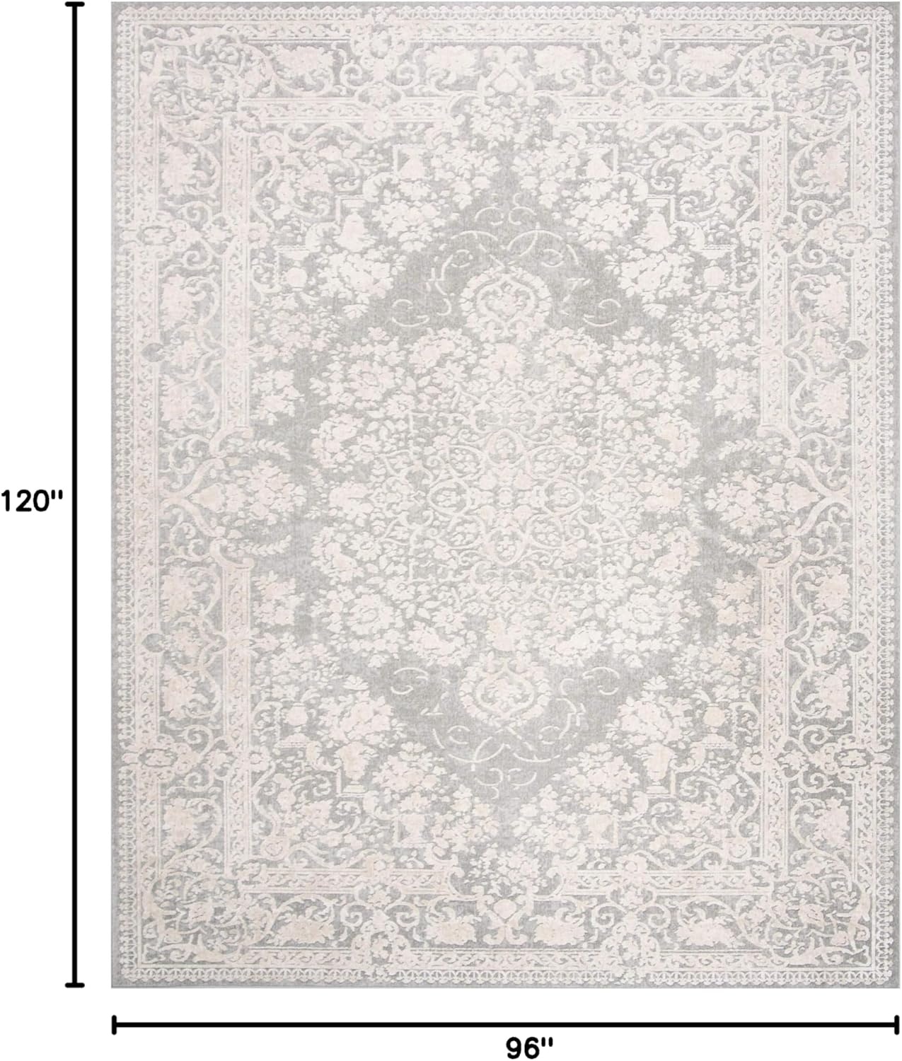 image:imageSAFAVIEH Area Rug 8x10 Reflection Collection Large Cream amp Ivory NonShedding amp Easy Cleaning Ideal for Living Room Bedroom Dining Space RFT664DLight GreyCream