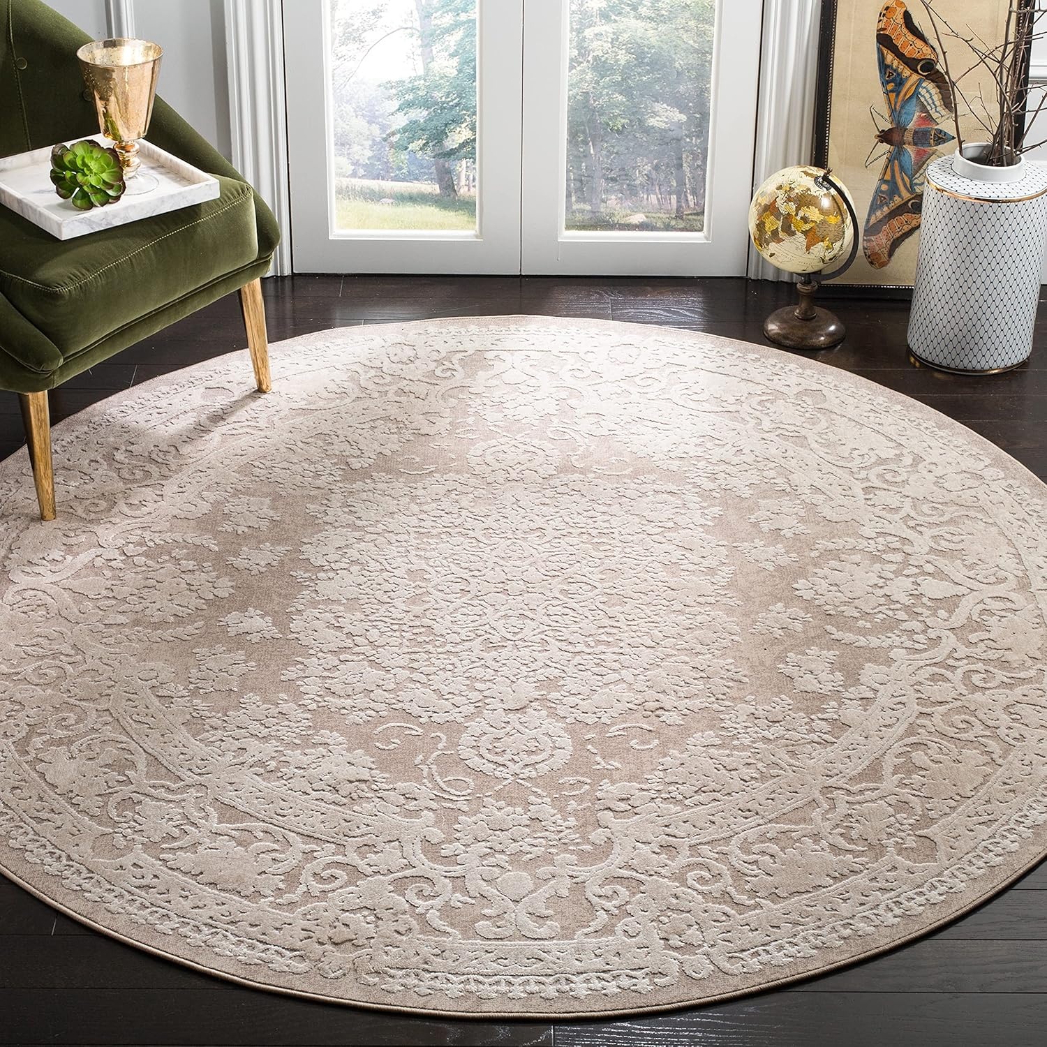 image:imageSAFAVIEH Area Rug 8x10 Reflection Collection Large Cream amp Ivory NonShedding amp Easy Cleaning Ideal for Living Room Bedroom Dining Space RFT664DBeigeCream