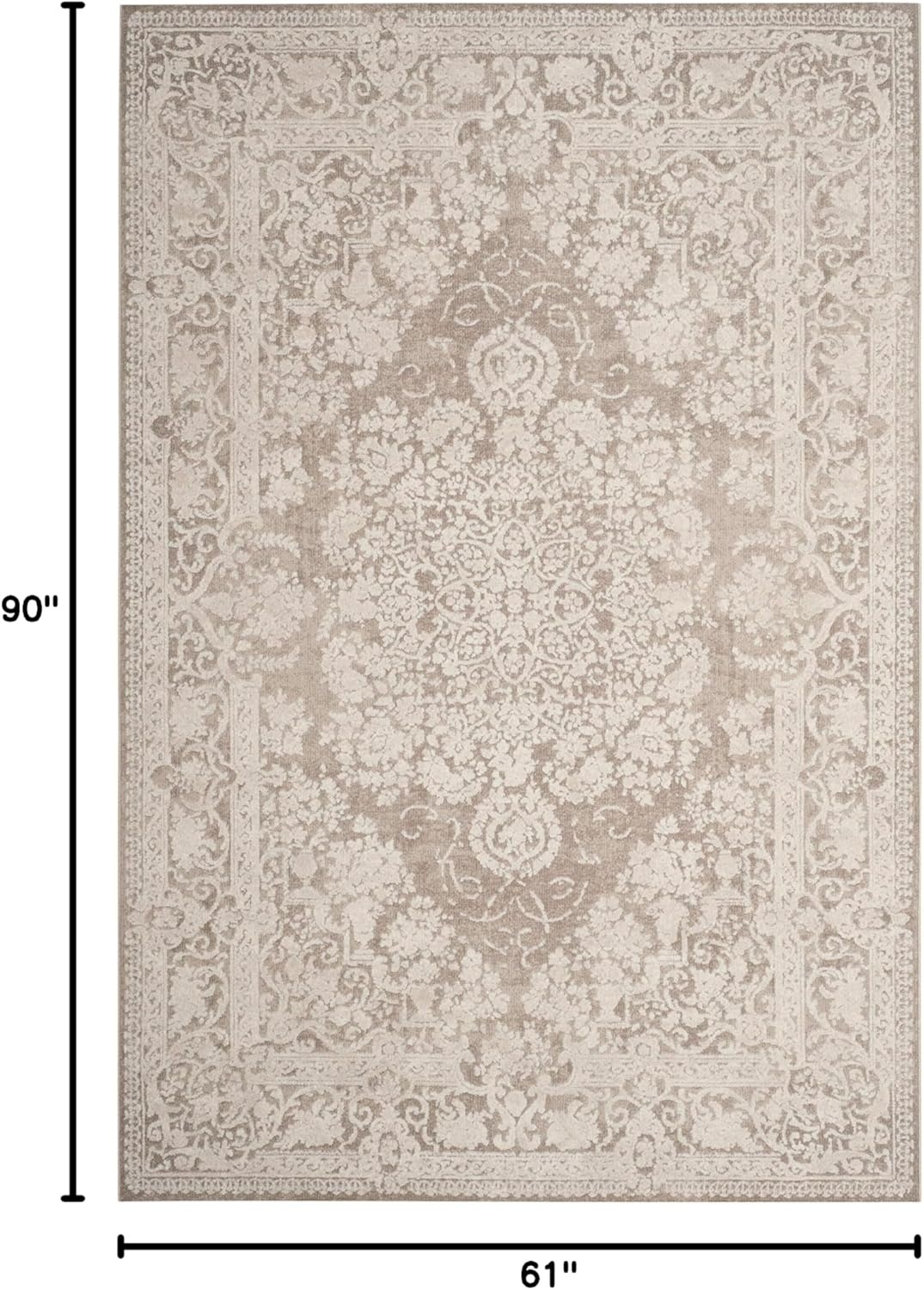 image:imageSAFAVIEH Area Rug 8x10 Reflection Collection Large Cream amp Ivory NonShedding amp Easy Cleaning Ideal for Living Room Bedroom Dining Space RFT664DBeigeCream