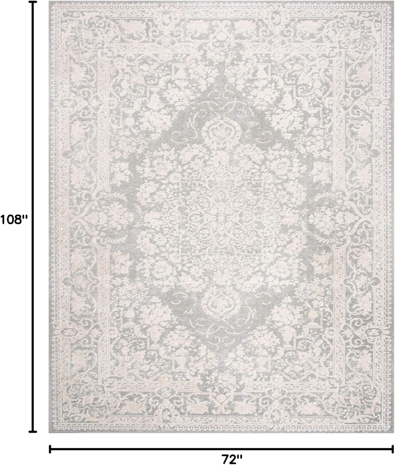 image:imageSAFAVIEH Area Rug 8x10 Reflection Collection Large Cream amp Ivory NonShedding amp Easy Cleaning Ideal for Living Room Bedroom Dining Space RFT664DLight GreyCream