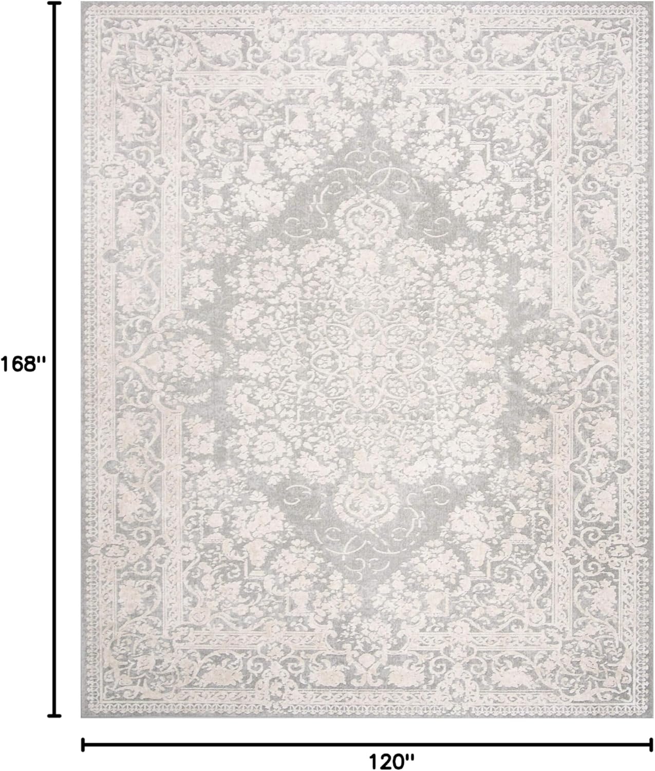 image:imageSAFAVIEH Area Rug 8x10 Reflection Collection Large Cream amp Ivory NonShedding amp Easy Cleaning Ideal for Living Room Bedroom Dining Space RFT664DLight GreyCream