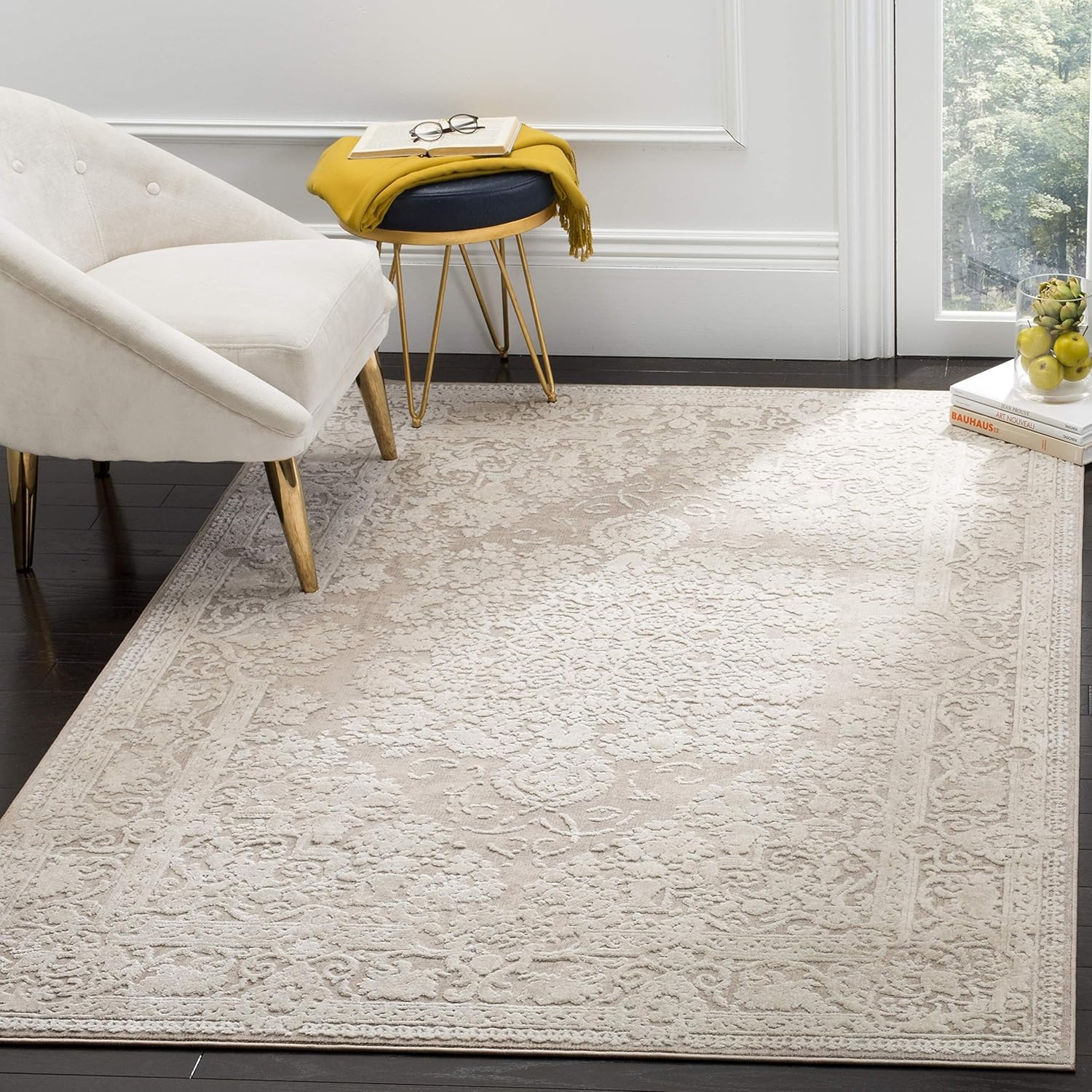 image:imageSAFAVIEH Area Rug 8x10 Reflection Collection Large Cream amp Ivory NonShedding amp Easy Cleaning Ideal for Living Room Bedroom Dining Space RFT664DBeigeCream