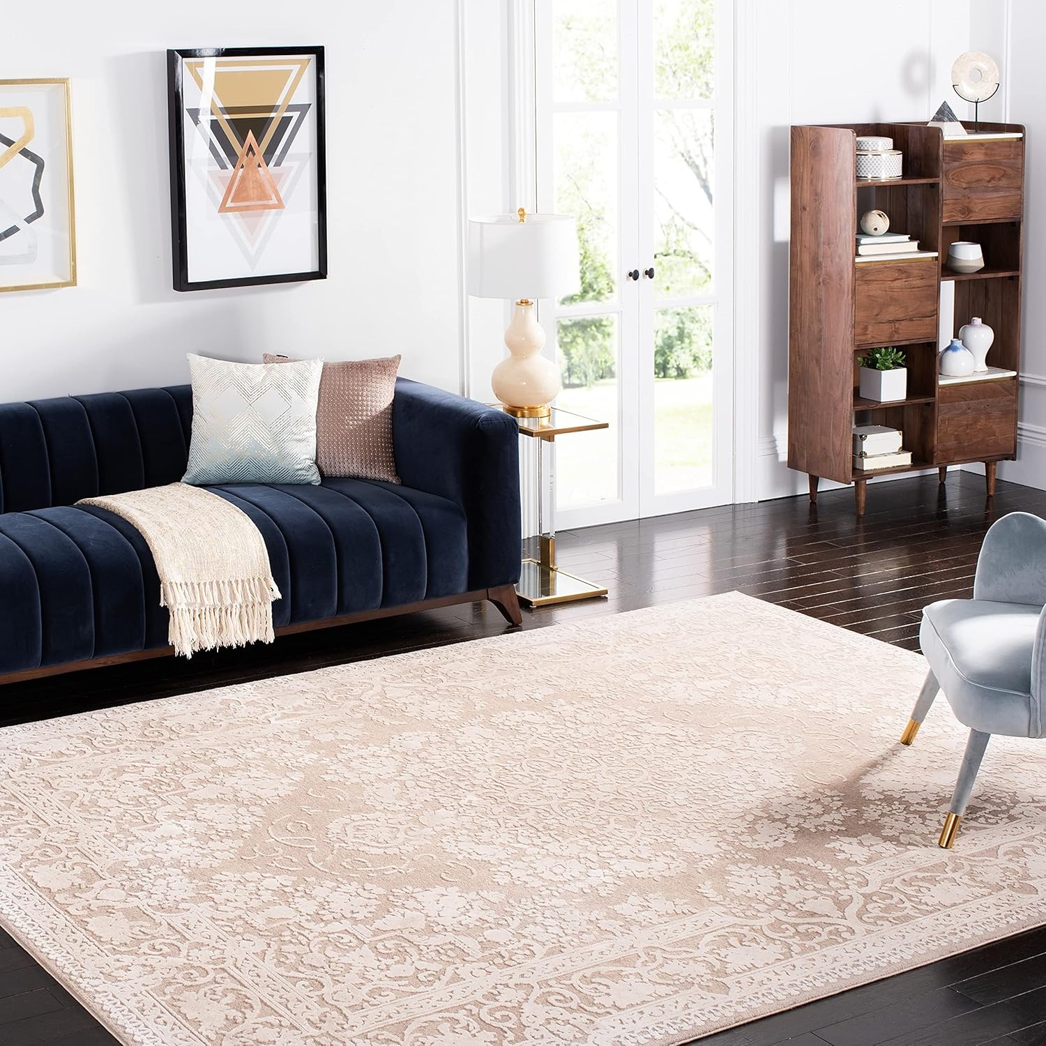 image:imageSAFAVIEH Area Rug 8x10 Reflection Collection Large Cream amp Ivory NonShedding amp Easy Cleaning Ideal for Living Room Bedroom Dining Space RFT664DBeigeCream