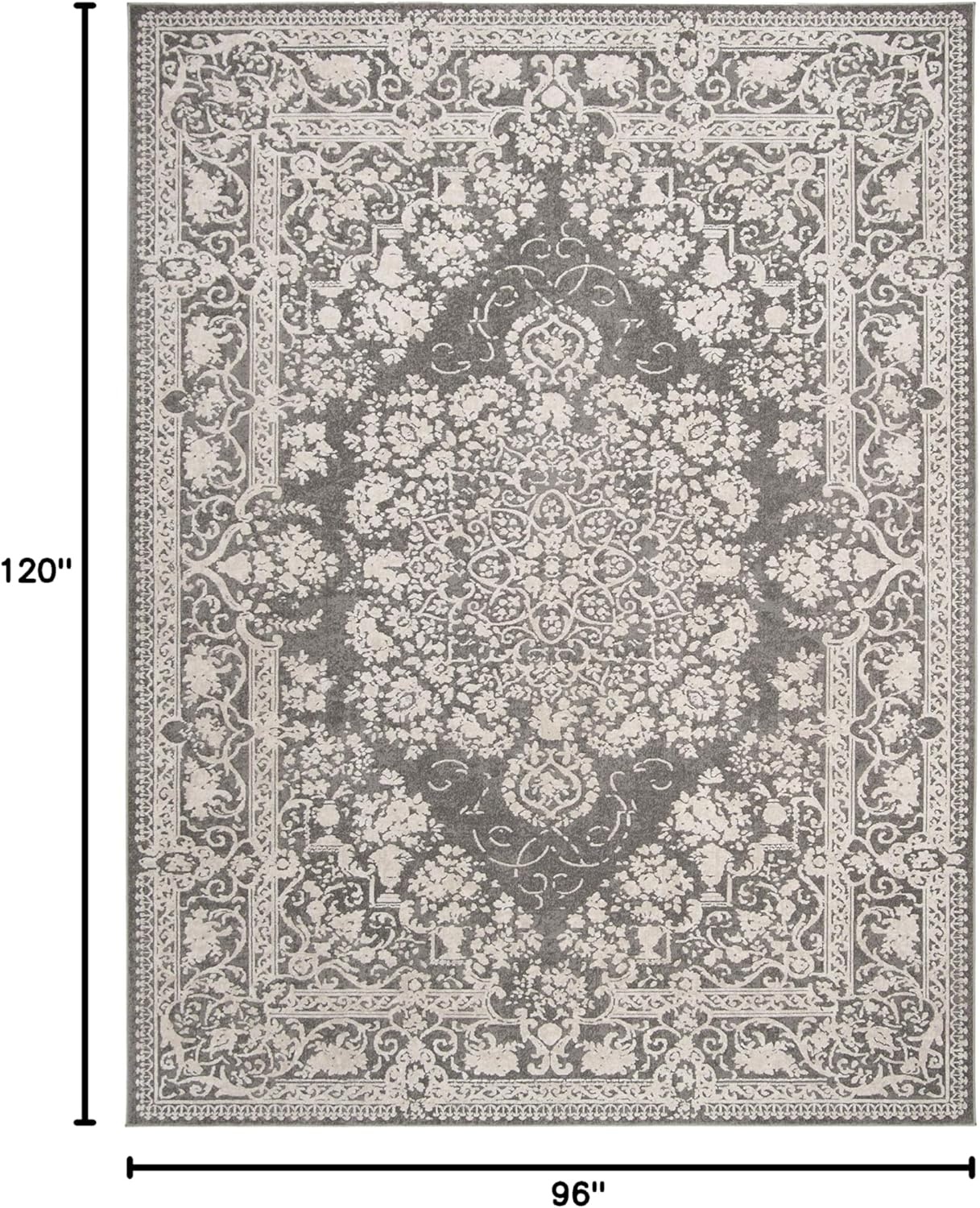 image:imageSAFAVIEH Area Rug 8x10 Reflection Collection Large Cream amp Ivory NonShedding amp Easy Cleaning Ideal for Living Room Bedroom Dining Space RFT664DDark GreyCream