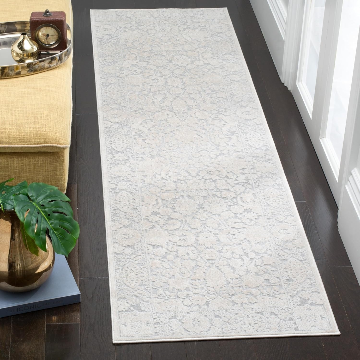 image:imageSAFAVIEH Area Rug 8x10 Reflection Collection Large Cream amp Ivory NonShedding amp Easy Cleaning Ideal for Living Room Bedroom Dining Space RFT667DLight GreyCream
