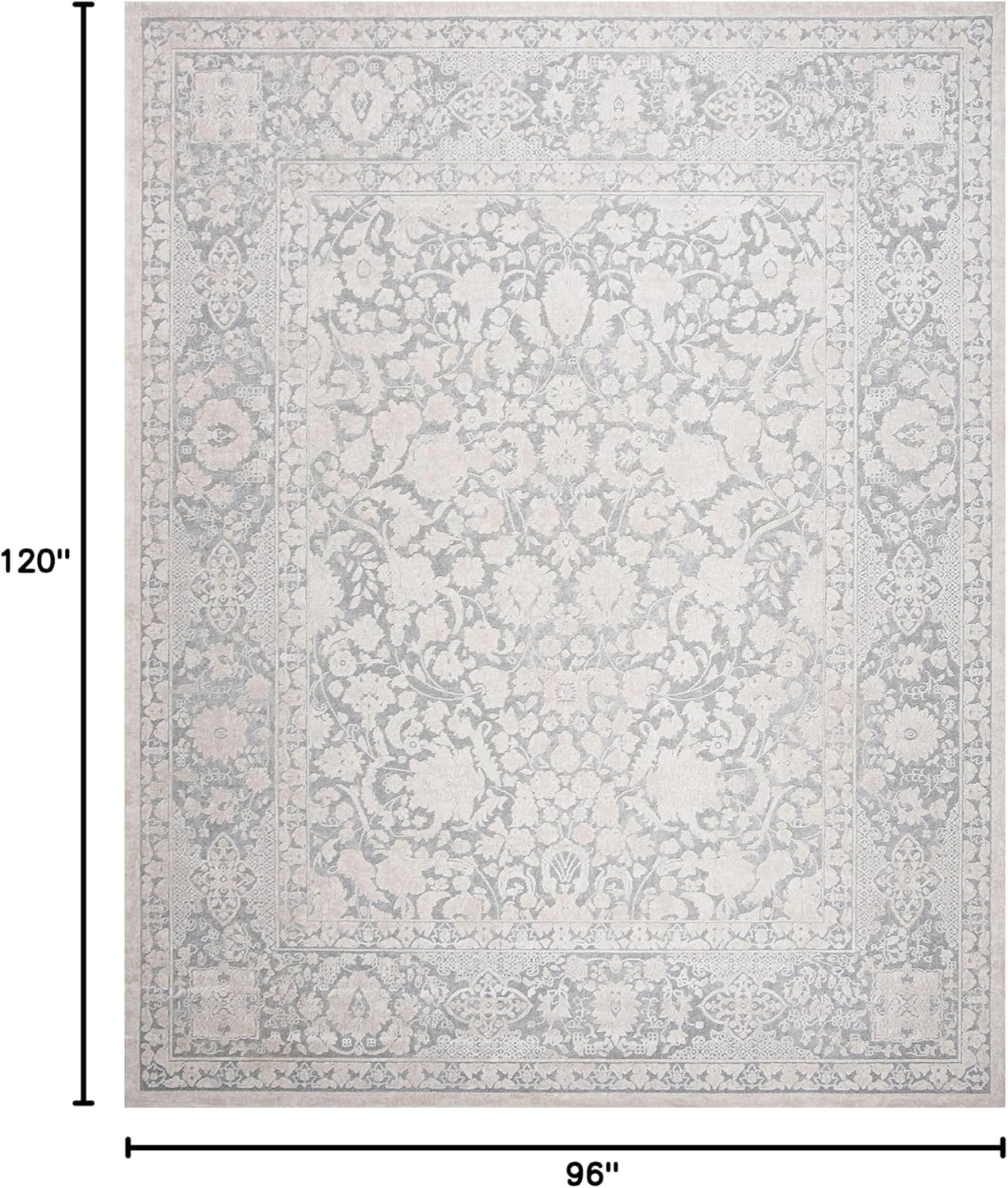 image:imageSAFAVIEH Area Rug 8x10 Reflection Collection Large Cream amp Ivory NonShedding amp Easy Cleaning Ideal for Living Room Bedroom Dining Space RFT667DLight GreyCream