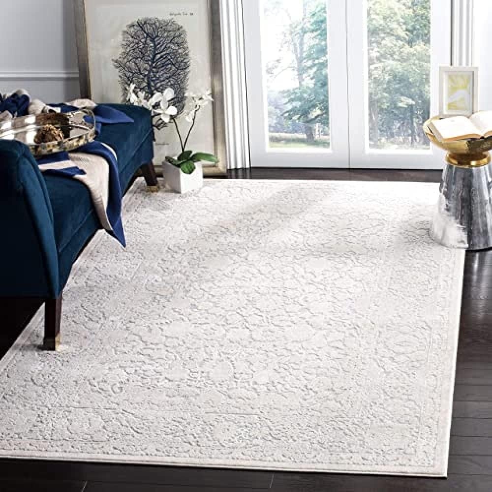 image:imageSAFAVIEH Area Rug 8x10 Reflection Collection Large Cream amp Ivory NonShedding amp Easy Cleaning Ideal for Living Room Bedroom Dining Space RFT667DLight GreyCream