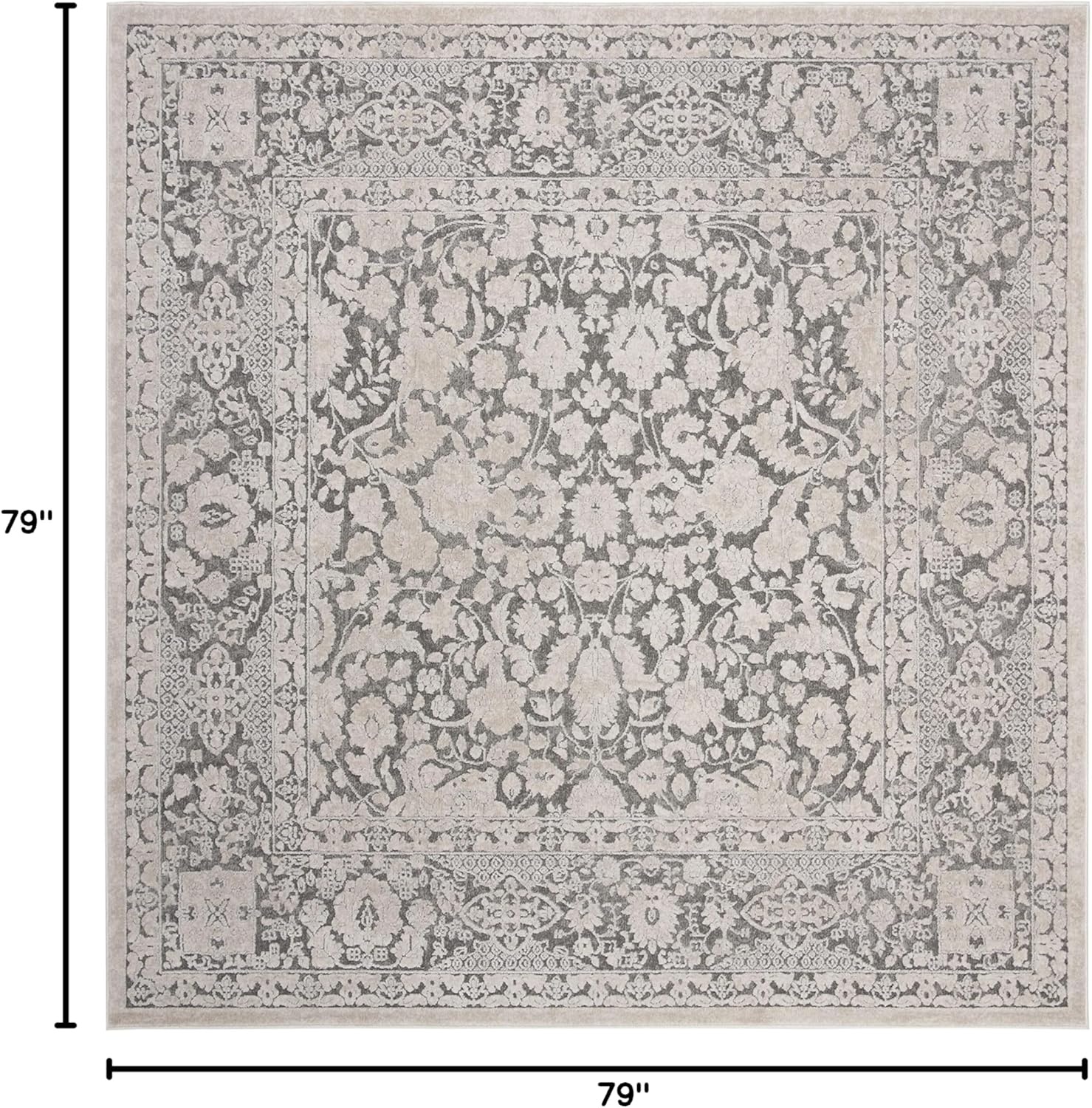 image:imageSAFAVIEH Area Rug 8x10 Reflection Collection Large Cream amp Ivory NonShedding amp Easy Cleaning Ideal for Living Room Bedroom Dining Space RFT667DDark GreyCream