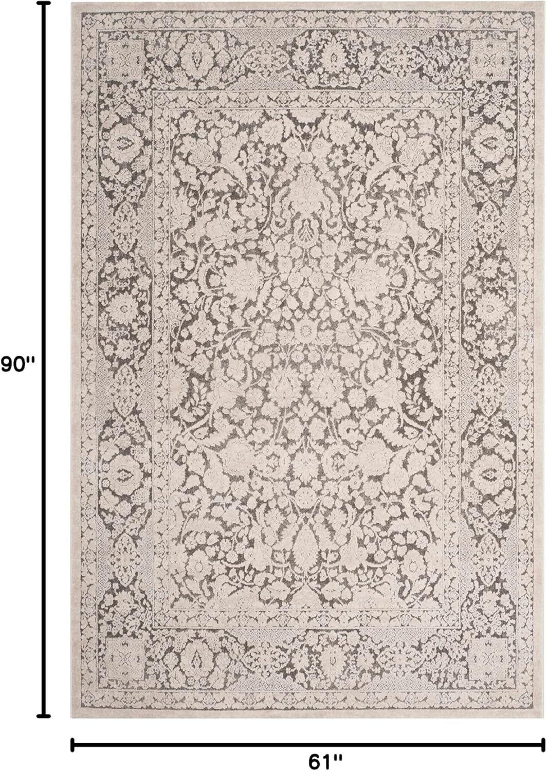 image:imageSAFAVIEH Area Rug 8x10 Reflection Collection Large Cream amp Ivory NonShedding amp Easy Cleaning Ideal for Living Room Bedroom Dining Space RFT667DDark GreyCream